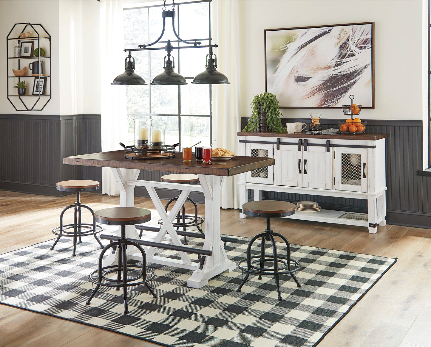 Valebeck White/Brown 5-Piece Counter Height Set w/ Stools - SET | D546-13 | D546-224(2) - Luna Furniture - Dallas Store