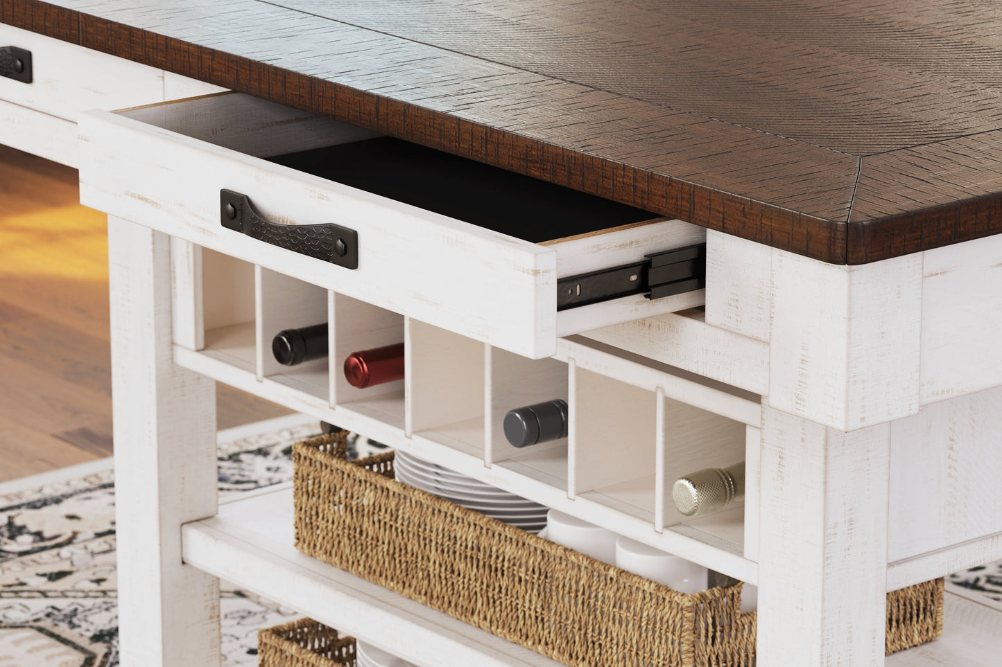 Valebeck White/Brown Counter Height Dining Table - D546-32 - Luna Furniture - Dallas Store