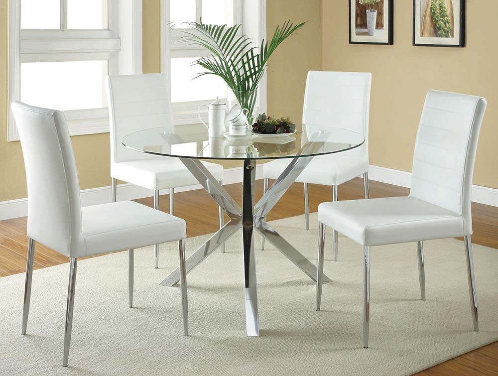 Vance Chrome Glass Top Dining Table with X-cross Base - 120760 - Luna Furniture - Dallas Store