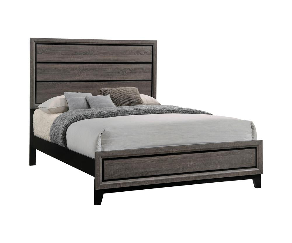 Watson California King Panel Bed Gray Oak/Black - 212421KW - Luna Furniture - Dallas Store