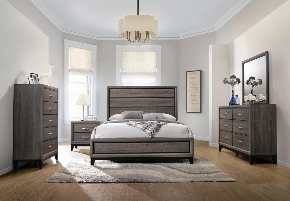 Watson Queen Bed Gray Oak/Black - 212421Q - Luna Furniture - Dallas Store