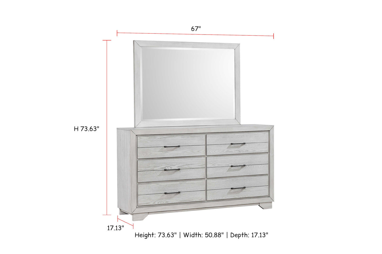 White Sands Chalk Bedroom Mirror (Mirror Only) - B8260-11 - Luna Furniture - Dallas Store