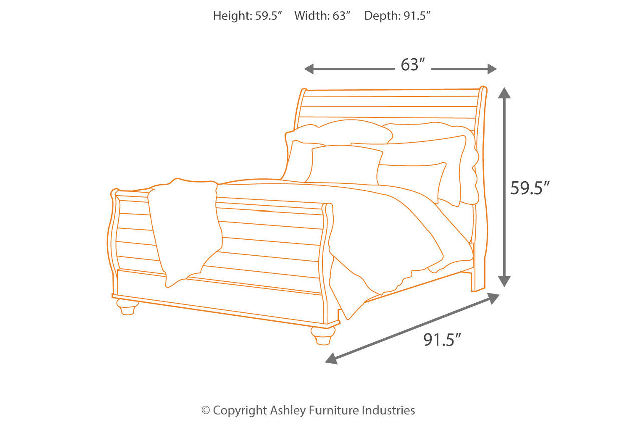 Willowton Whitewash Queen Sleigh Bed - SET | B267-74 | B267-77 | B267-96 - Luna Furniture - Dallas Store