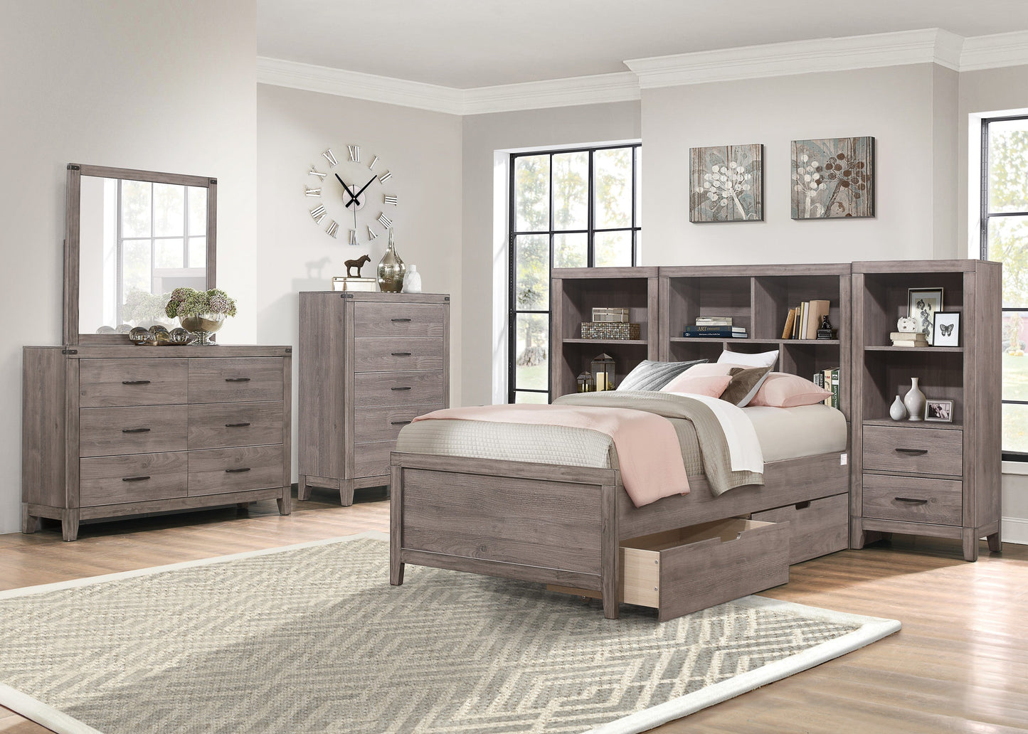 Woodrow Brownish Gray Pier/Tower Nightstand - 2042NB-10 - Luna Furniture - Dallas Store