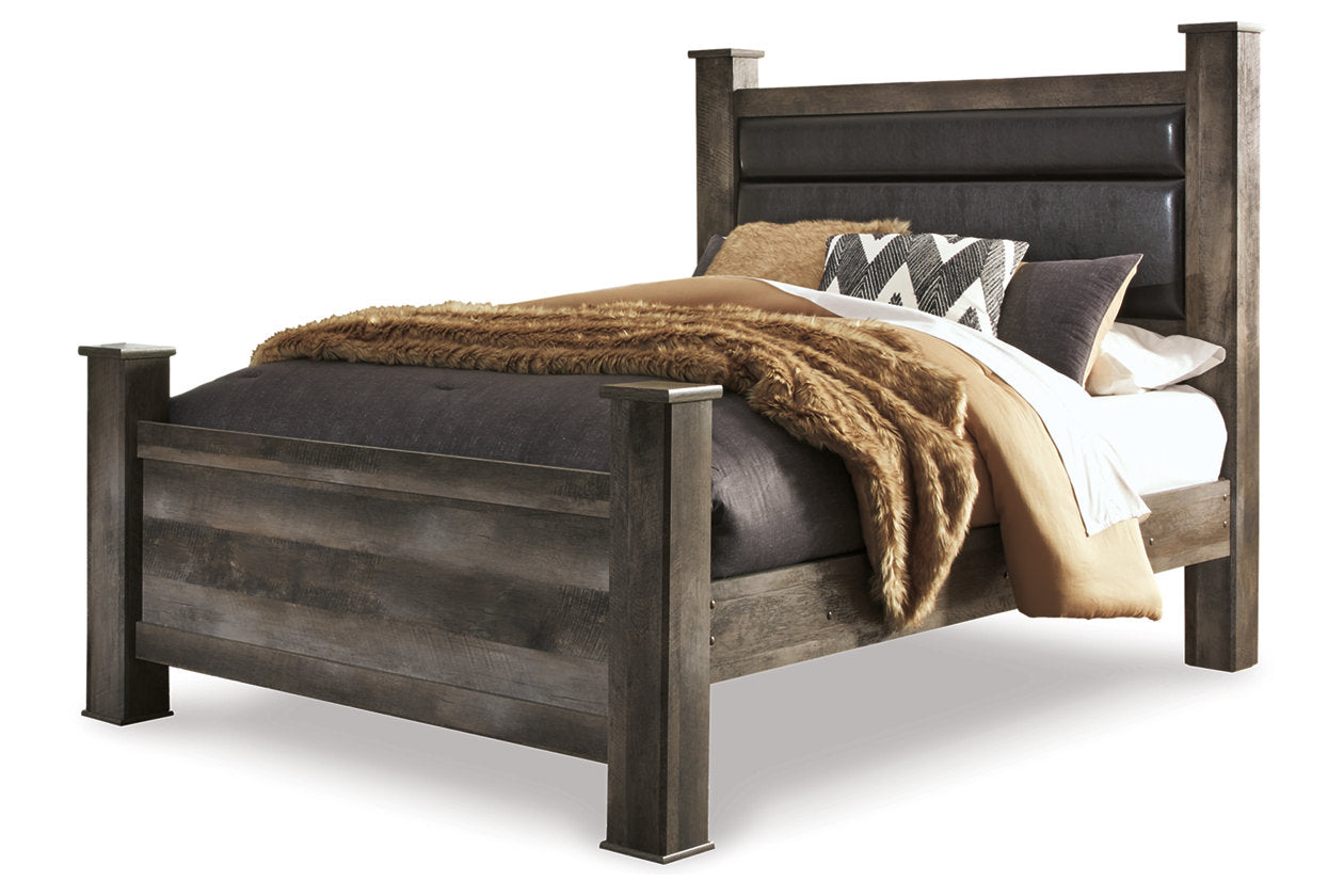 Wynnlow Gray Queen Upholstered Poster Bed - SET | B440-62 | B440-64 | B440-67N | B440-98 - Luna Furniture - Dallas Store