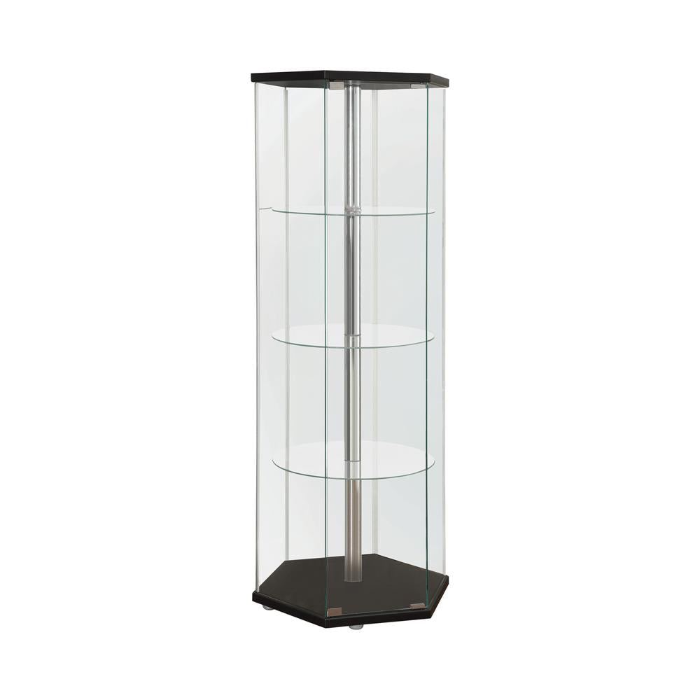 Zahavah Black/Clear 4-Shelf Hexagon Shaped Curio Cabinet - 950276 - Luna Furniture - Dallas Store