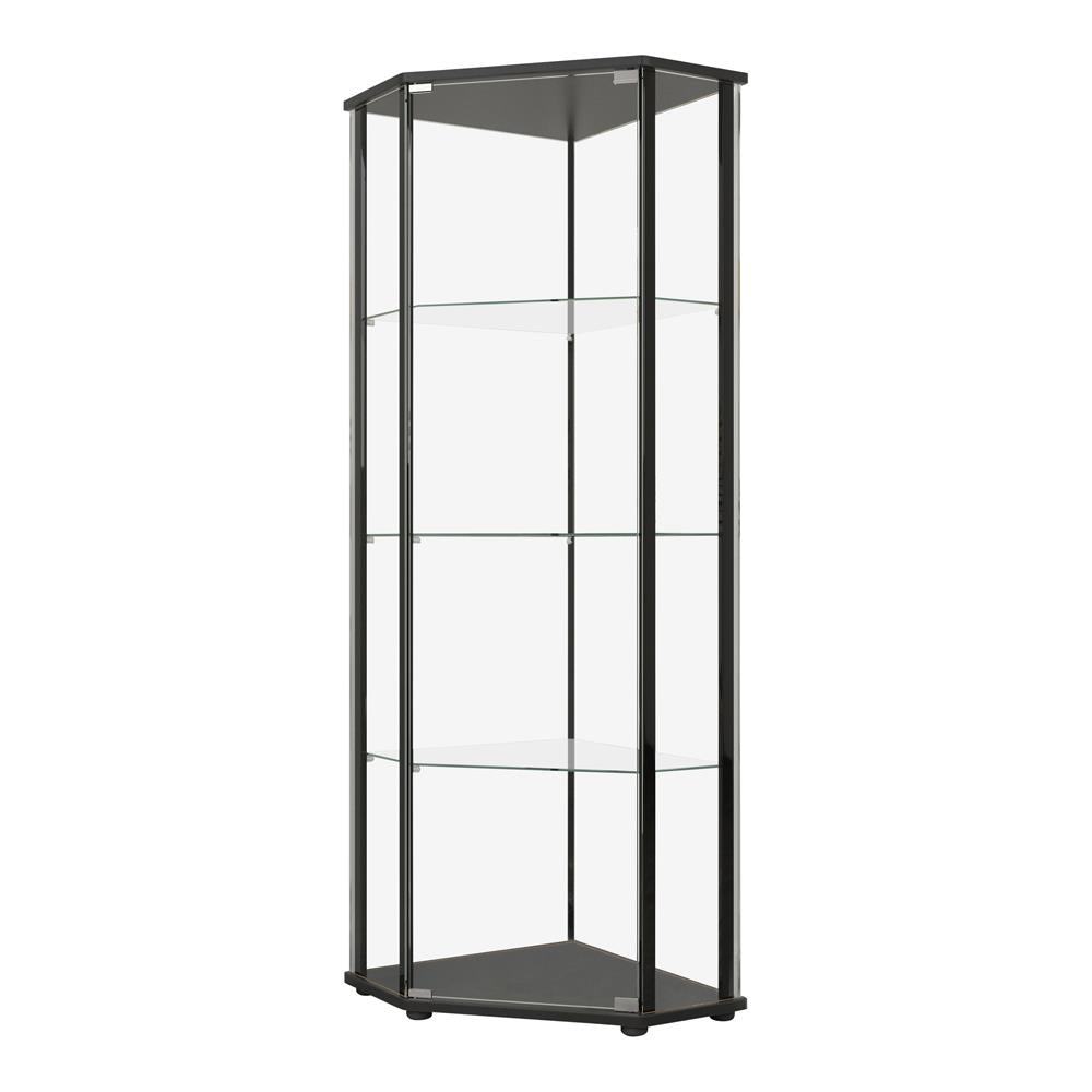 Zenobia Clear/Black Glass Shelf Curio Cabinet - 953234 - Luna Furniture - Dallas Store