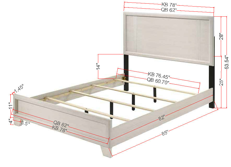 Charlie White King Panel Bed - SET | B9230-K-HBFB | B9230-KQ-RAIL - Luna Furniture - Dallas Store