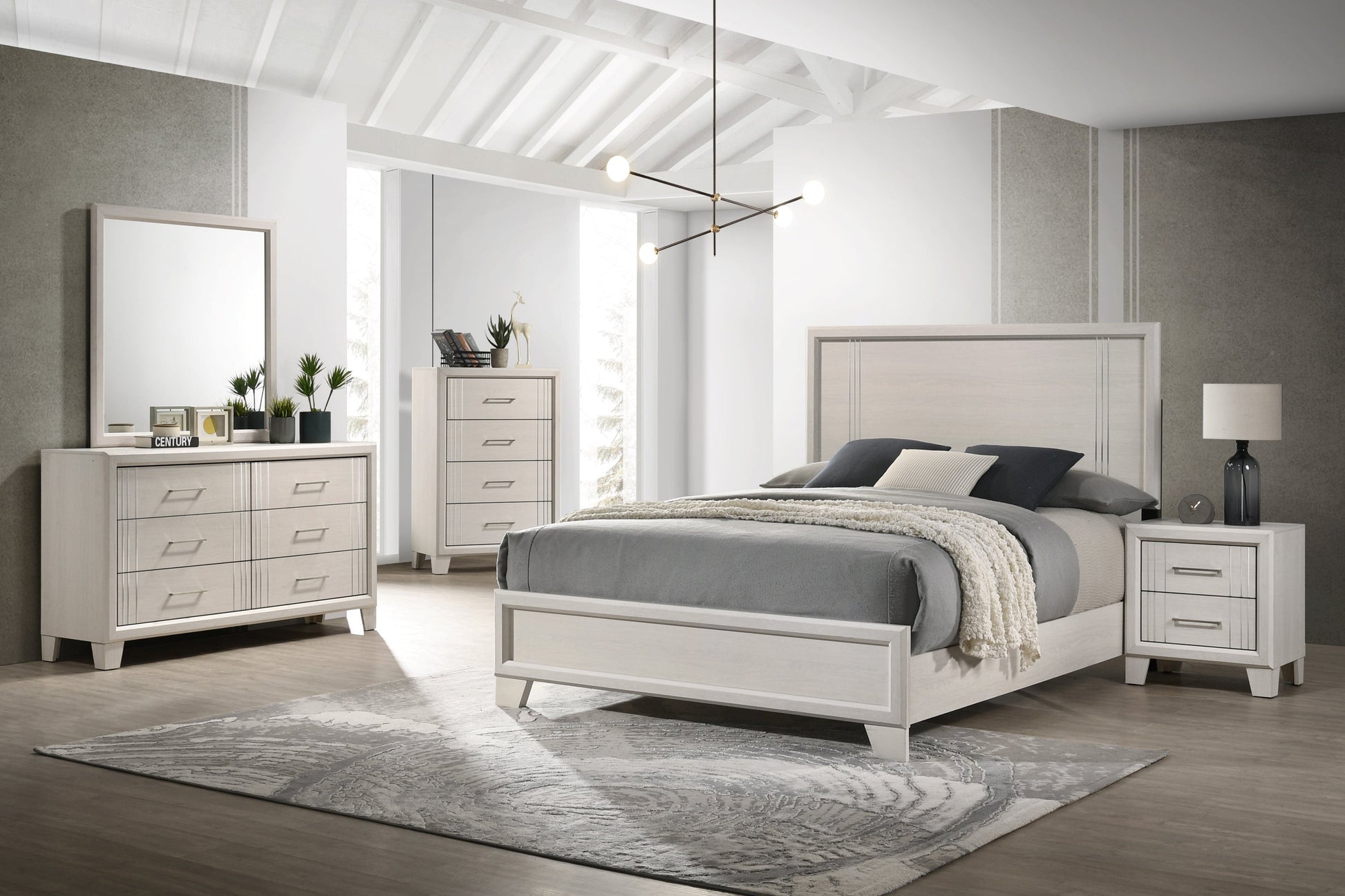 Charlie White Queen Panel Bed - SET | B9230-Q-HBFB | B9230-KQ-RAIL - Luna Furniture - Dallas Store