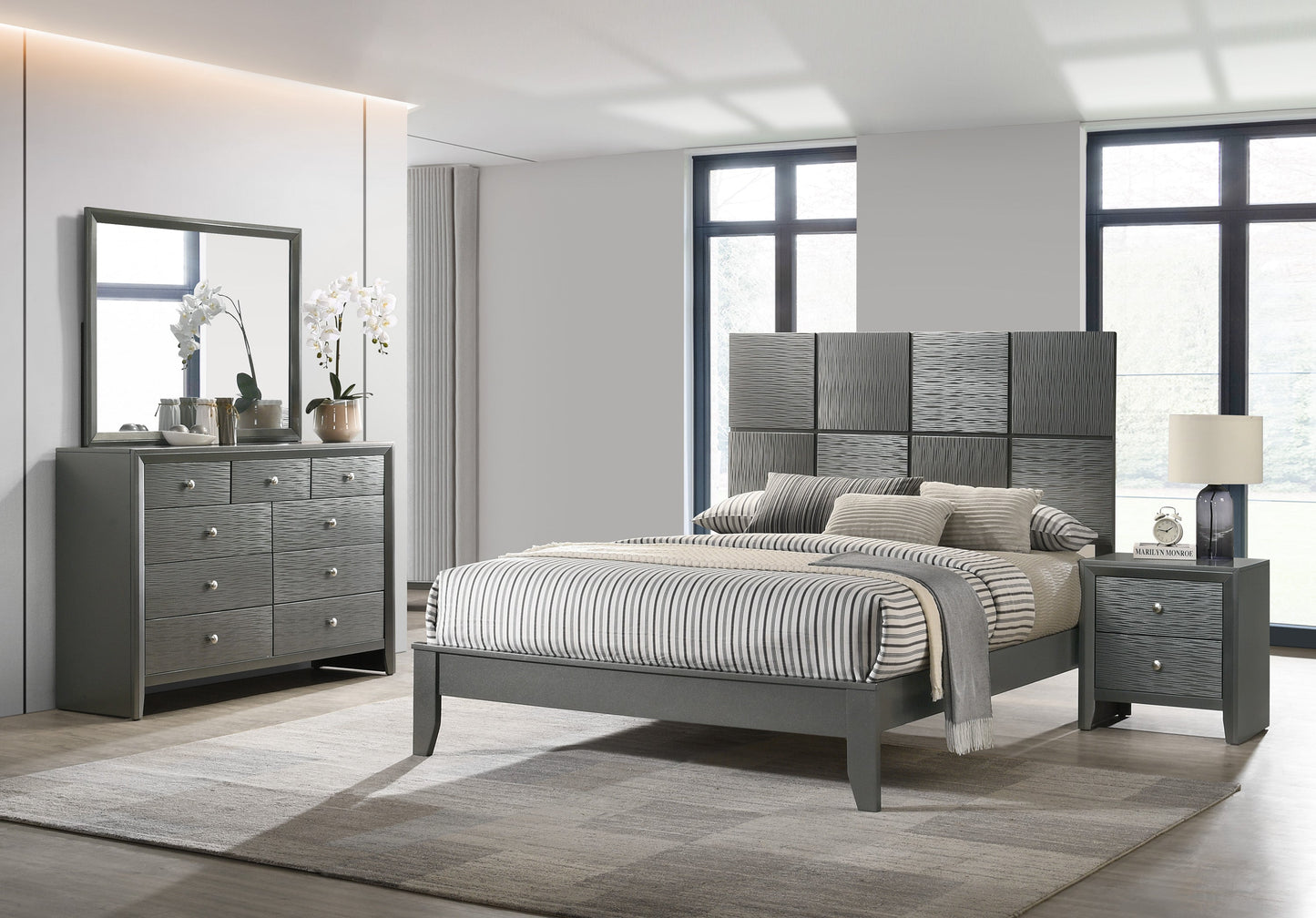 Denker Gunmetal Panel Youth Bedroom Set - SET | B4715-F-HBFB | B4715-F-RAIL | B4715-2 | B4715-4 - Luna Furniture - Dallas Store