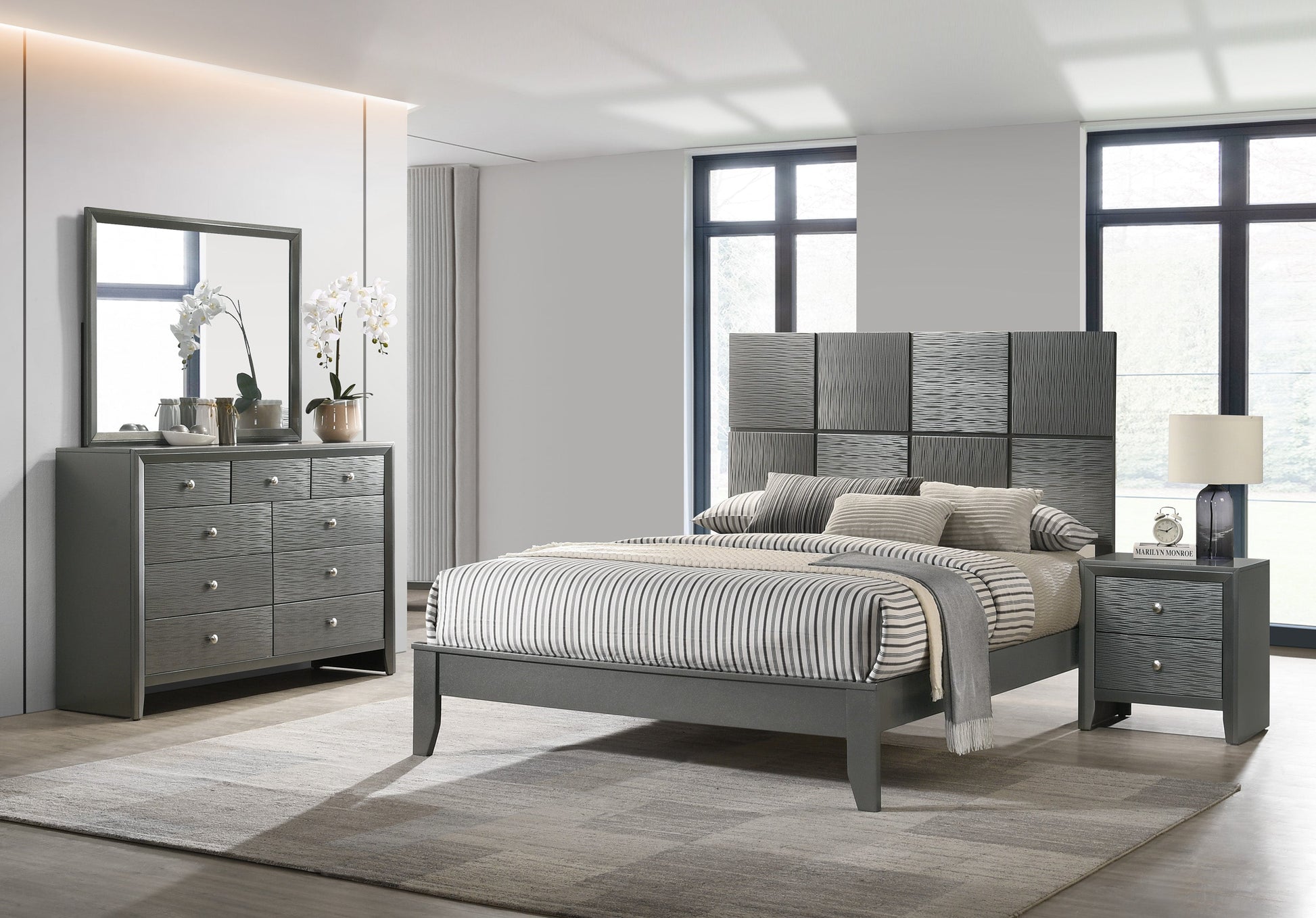 Denker Gunmetal Panel Youth Bedroom Set - SET | B4715-F-HBFB | B4715-F-RAIL | B4715-2 | B4715-4 - Luna Furniture - Dallas Store