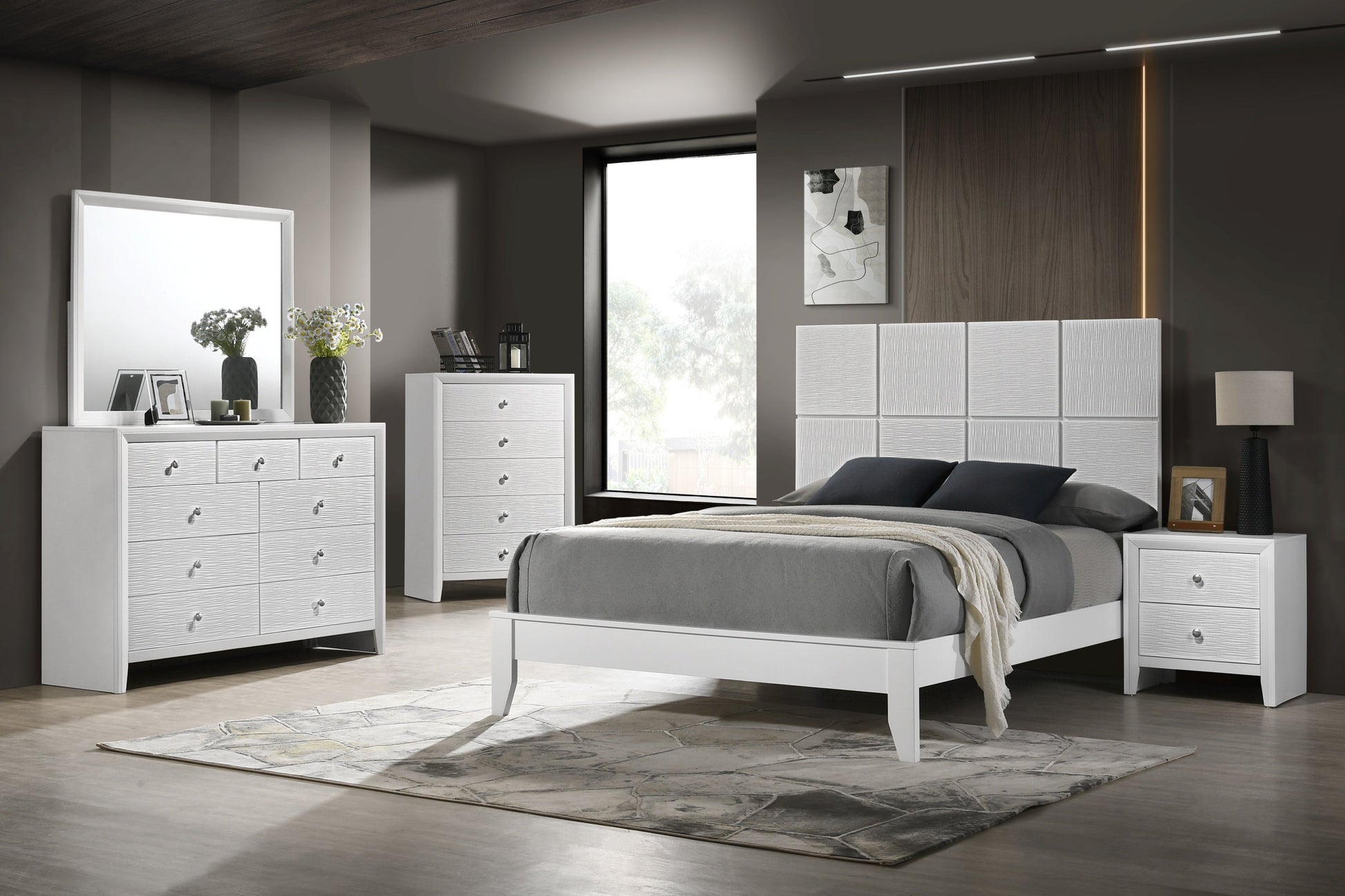 Denker White Full Panel Bed - SET | B4712-F-HBFB | B4712-F-RAIL - Luna Furniture - Dallas Store