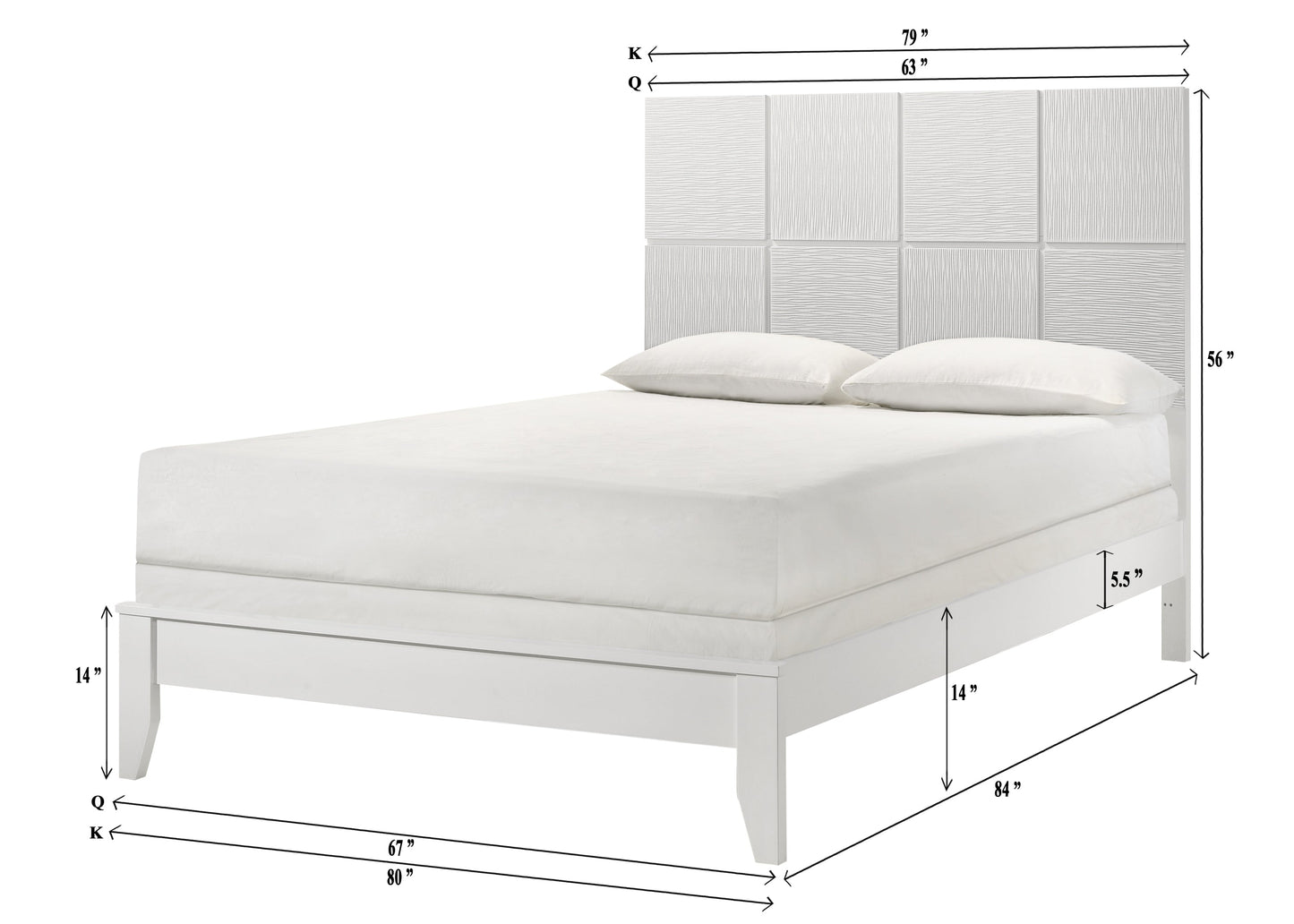 Denker White Panel Bedroom Set - SET | B4712-Q-HBFB | B4712-Q-RAIL | B4710-2 | B4710-4 - Luna Furniture - Dallas Store