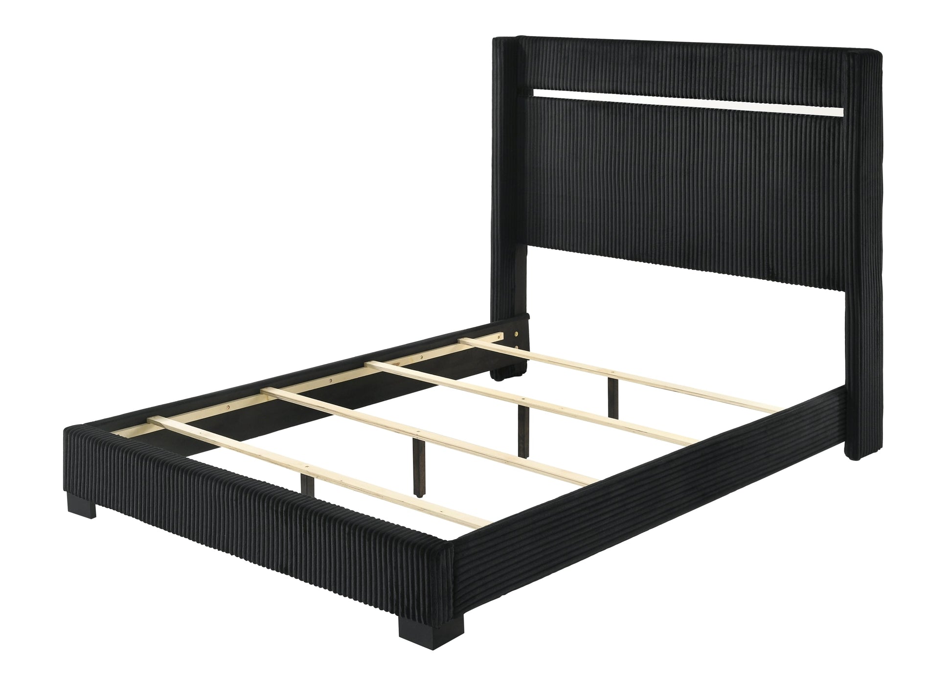 Gennro Black Corduroy Upholstered Panel Bedroom Set - SET | B9295-Q-HBFB | B9295-KQ-RAIL | B9295-2 | B9295-4 - Luna Furniture - Dallas Store