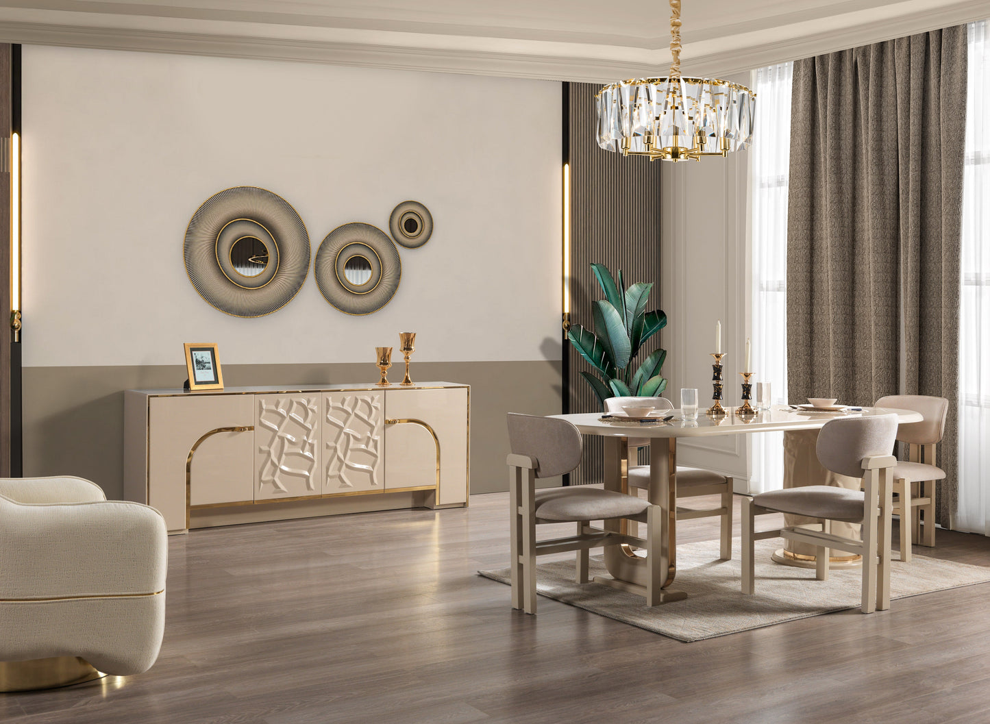 Helena Ivory 7-Piece Dining Set - HELENA DS-7PC