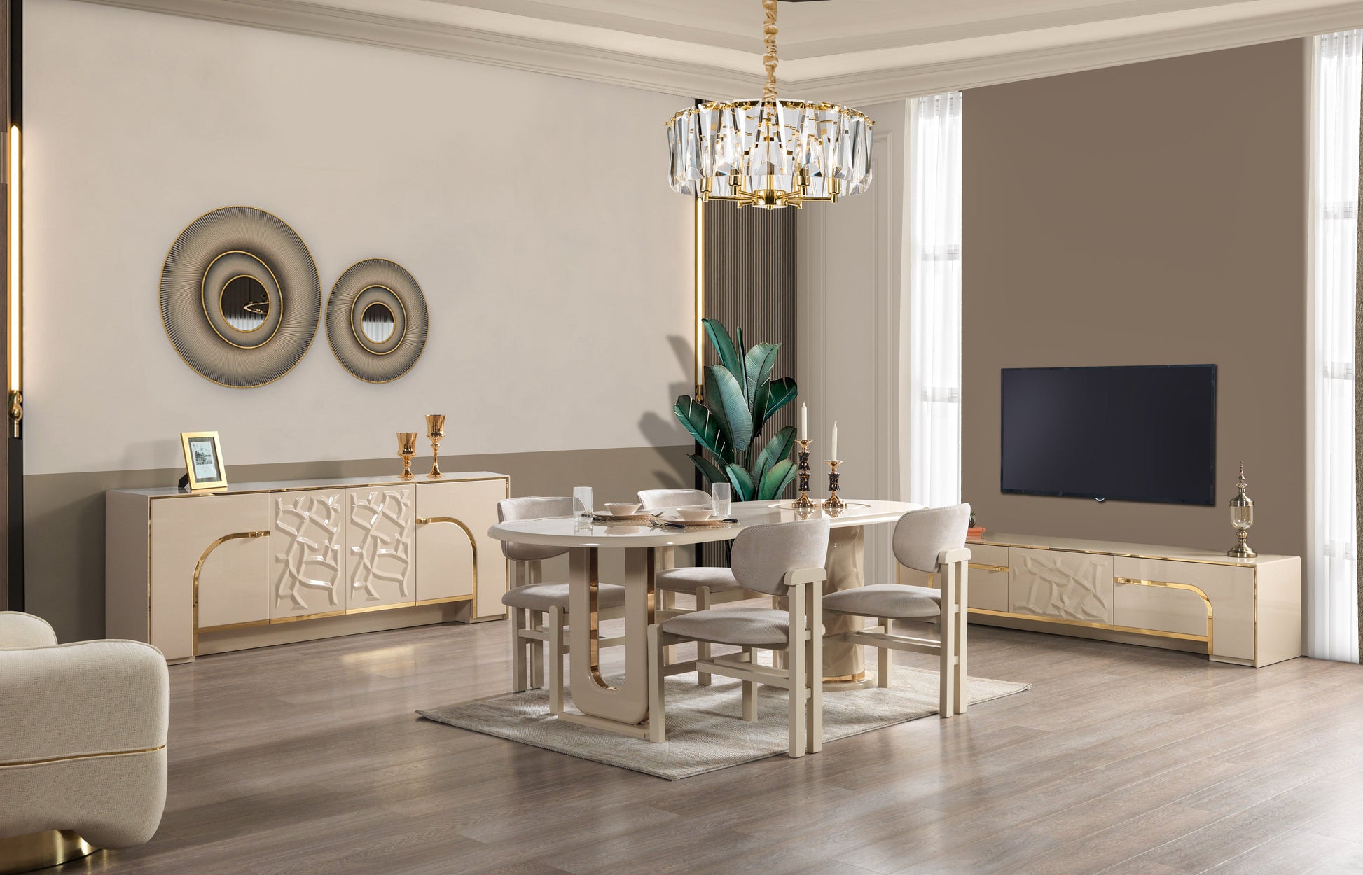 Helena Ivory 7-Piece Dining Set - HELENA DS-7PC