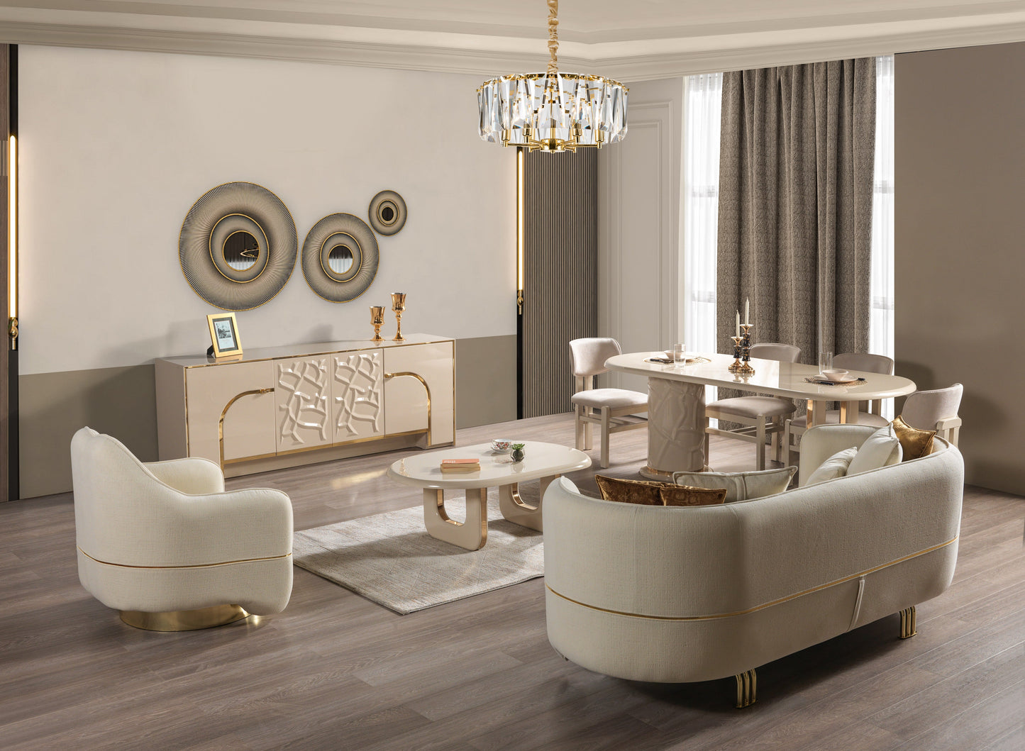 Helena Ivory 7-Piece Dining Set - HELENA DS-7PC