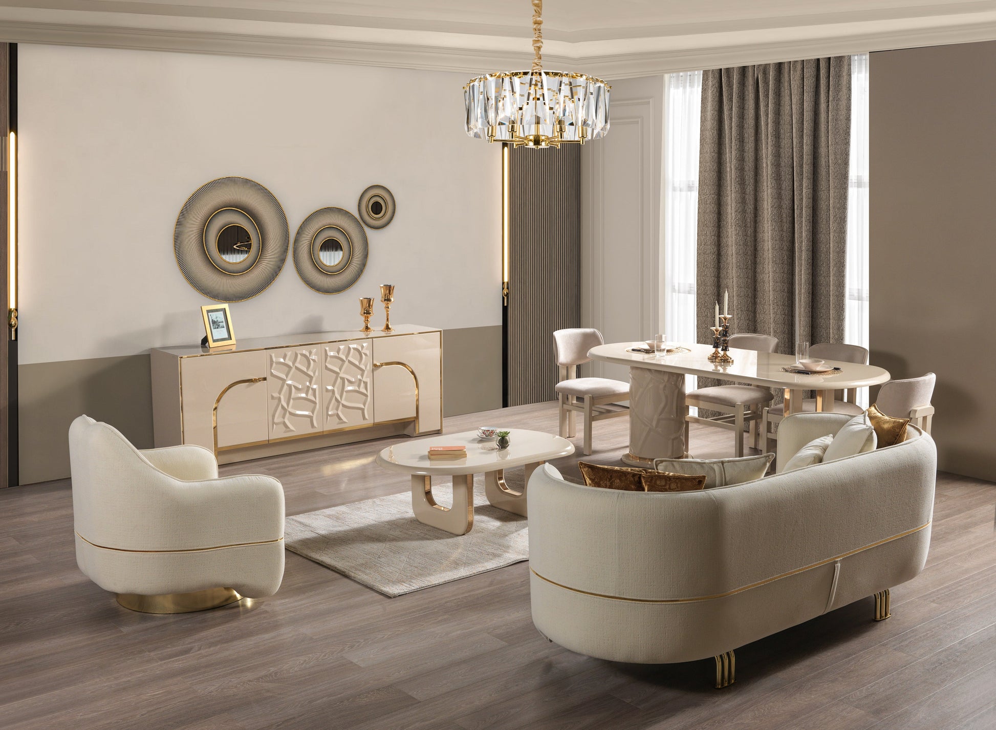 Helena Ivory 7-Piece Dining Set - HELENA DS-7PC