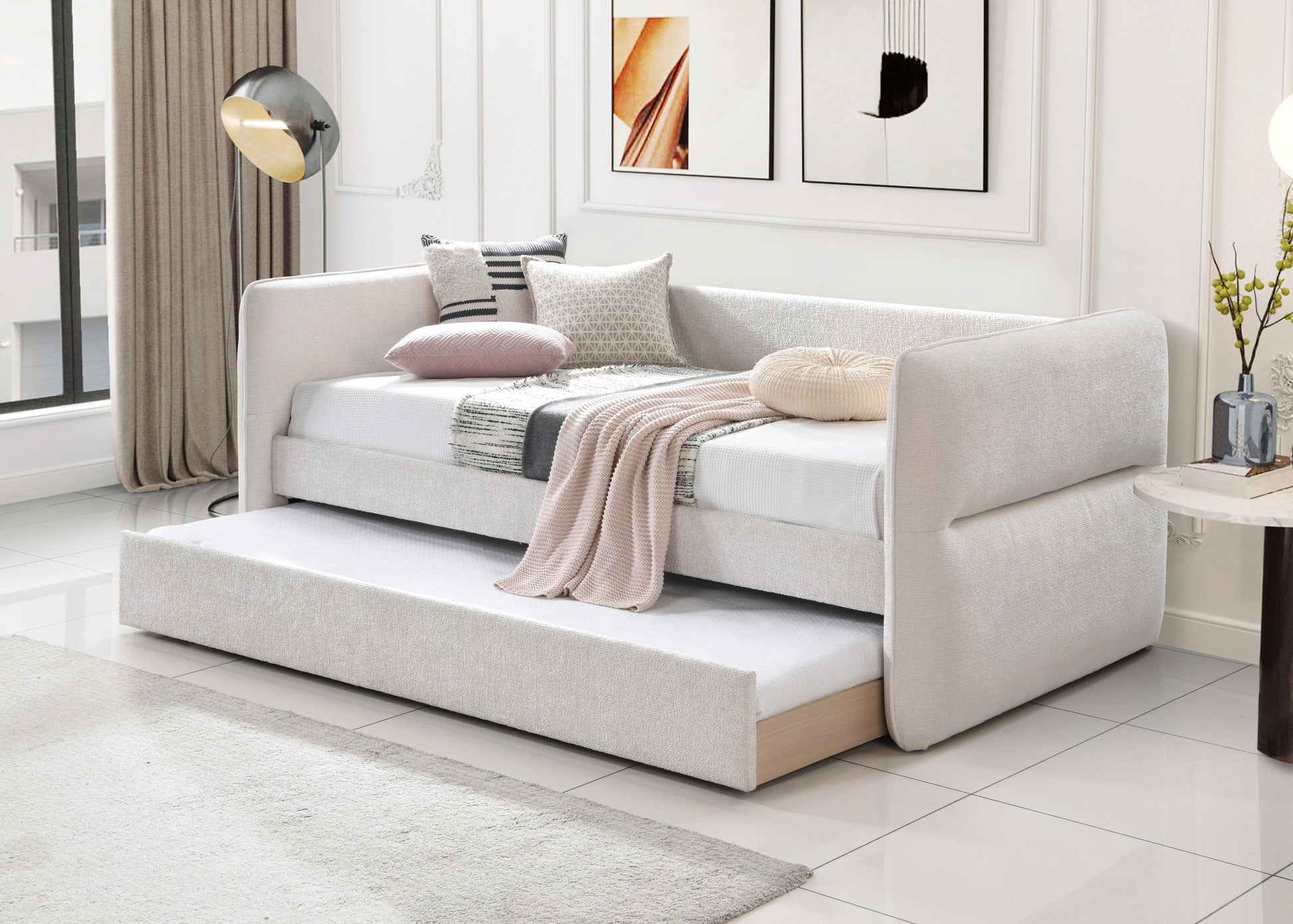 Philipa Oatmeal Twin Daybed with Trundle - SET | 5324OT-ARM | 5324OT-BACK - Luna Furniture - Dallas Store