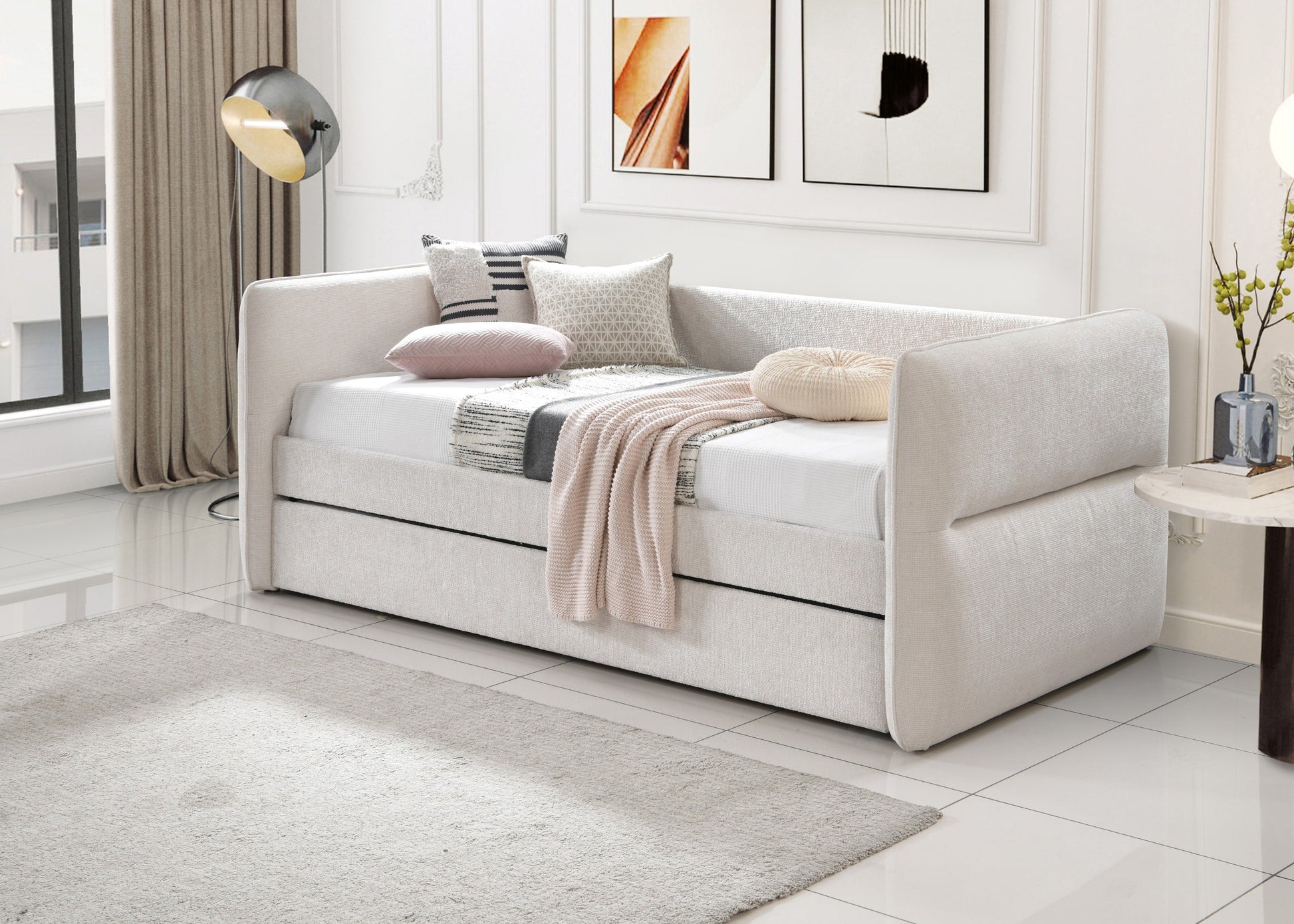 Philipa Oatmeal Twin Daybed with Trundle - SET | 5324OT-ARM | 5324OT-BACK - Luna Furniture - Dallas Store