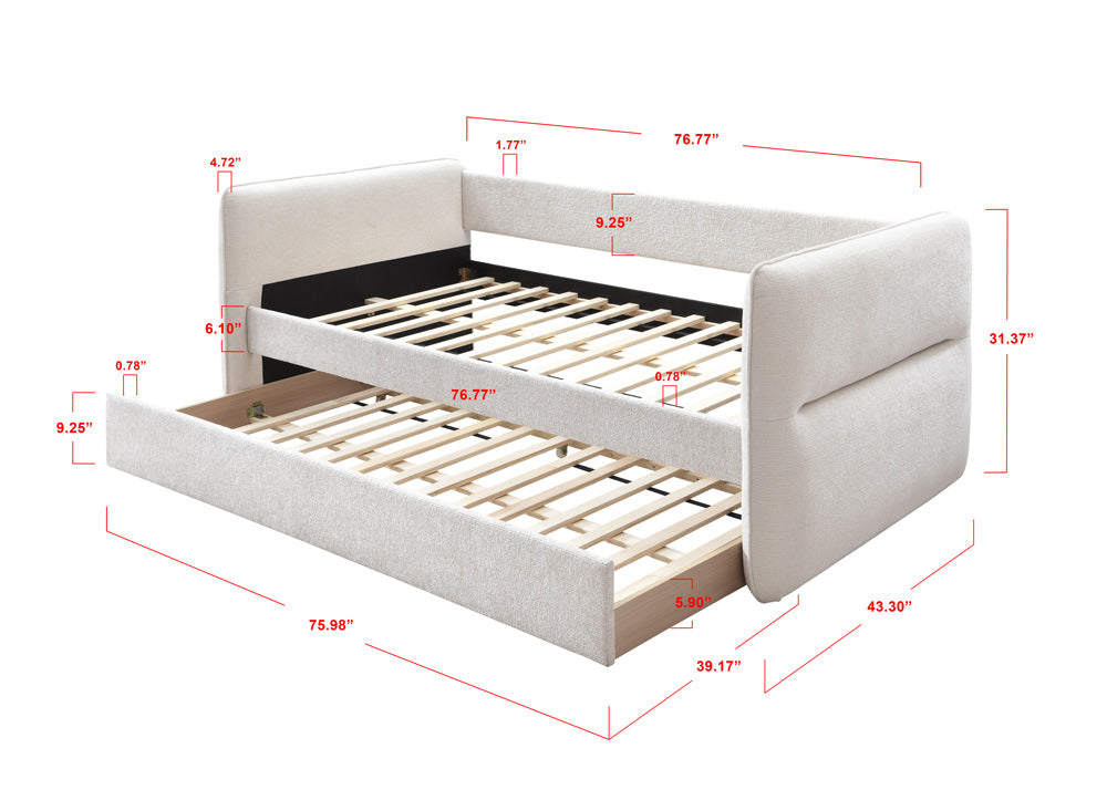 Philipa Oatmeal Twin Daybed with Trundle - SET | 5324OT-ARM | 5324OT-BACK - Luna Furniture - Dallas Store