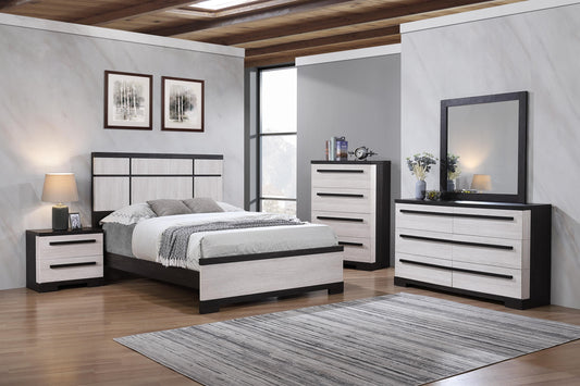 Remington Black/White Panel Bedroom Set - SET | B8162-Q-HBFB | B8162-KQ-RAIL | B8162-2 | B8162-4 - Luna Furniture - Dallas Store