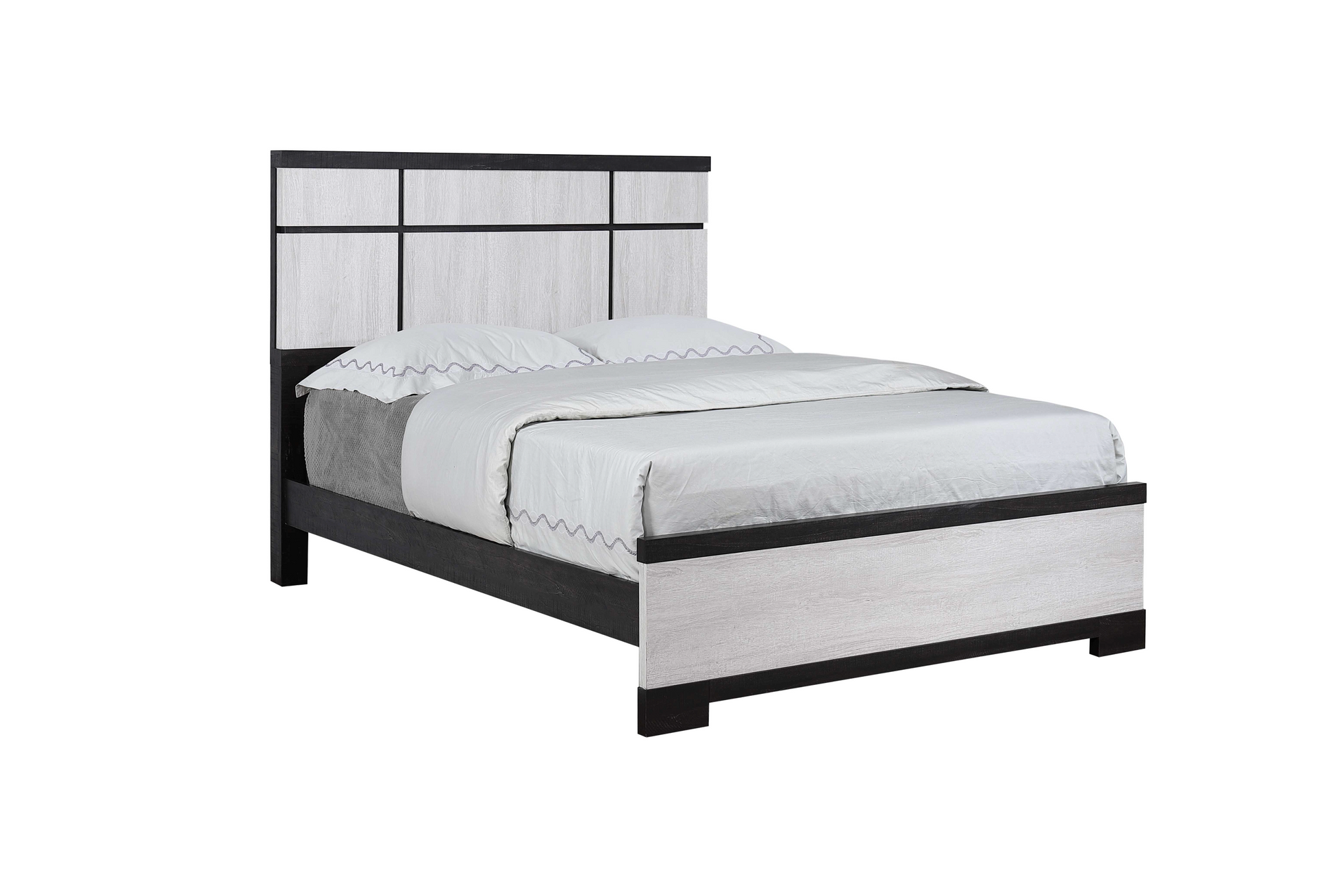 Remington Black/White Queen Panel Bed - SET | B8162-Q-HBFB | B8162-KQ-RAIL - Luna Furniture - Dallas Store