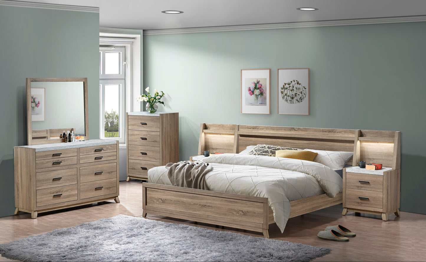 Tilston Natural Queen Panel Bed - SET | B3400-Q-HB | B3400-Q-FB | B3400-KQ-RAIL - Luna Furniture - Dallas Store