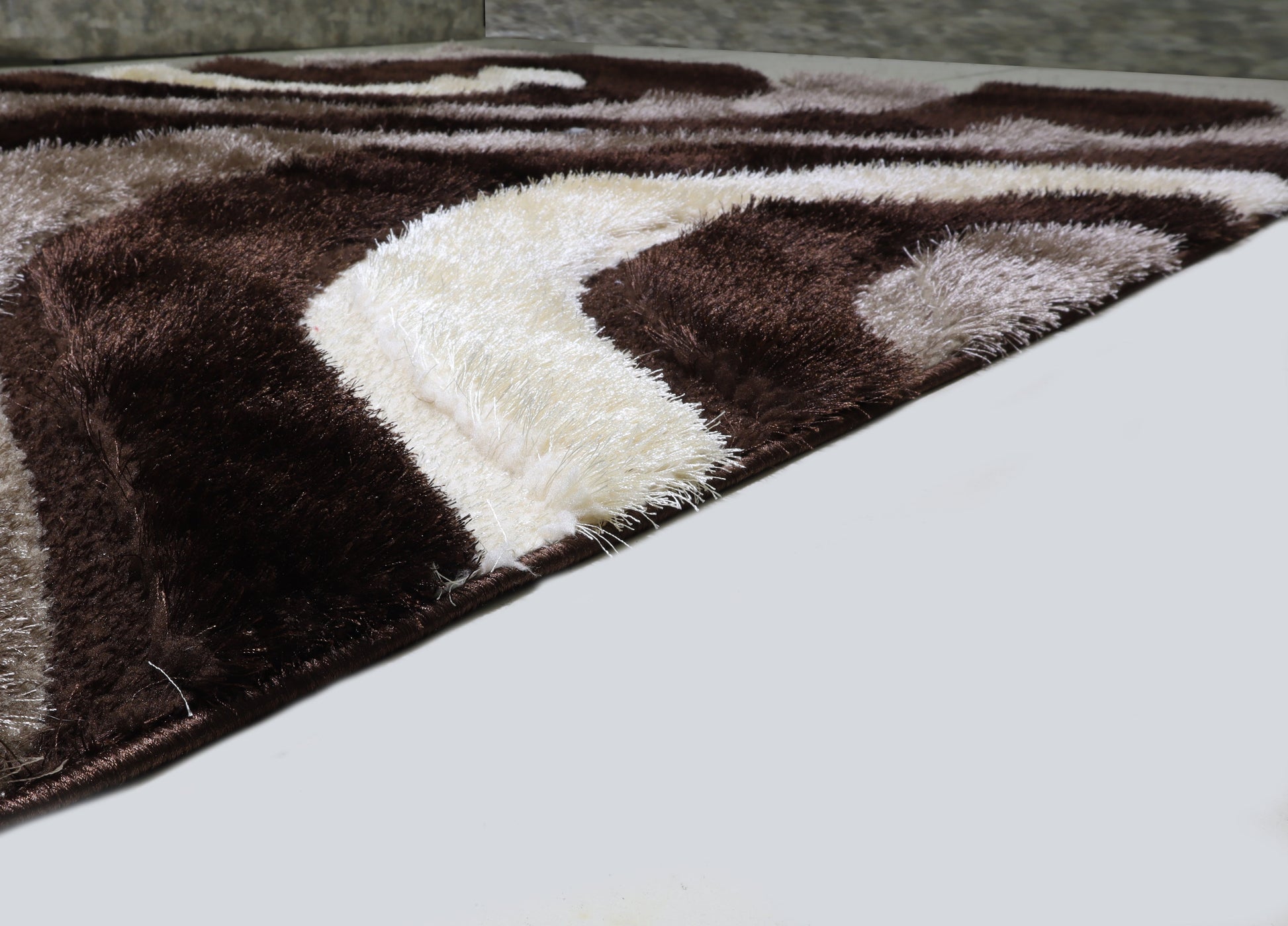 3D Shaggy Brown 5X7 Area Rug - 3D444-BRW-57 - Luna Furniture - Dallas Store