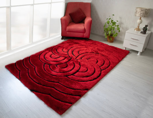3D Shaggy Red 5X7 Area Rug - 3D999-RED-RED-57 - Luna Furniture - Dallas Store