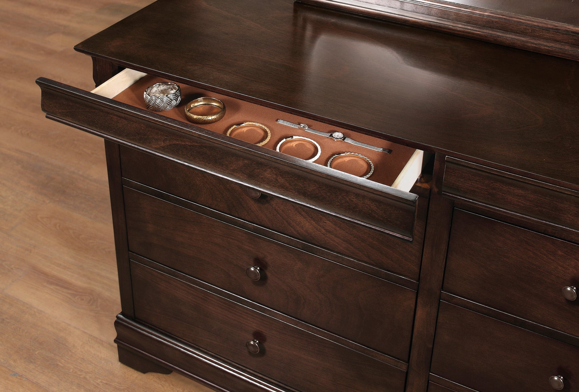 Abbeville Cherry Dresser, Two Hidden Drawers - 1856-5 - Luna Furniture - Dallas Store