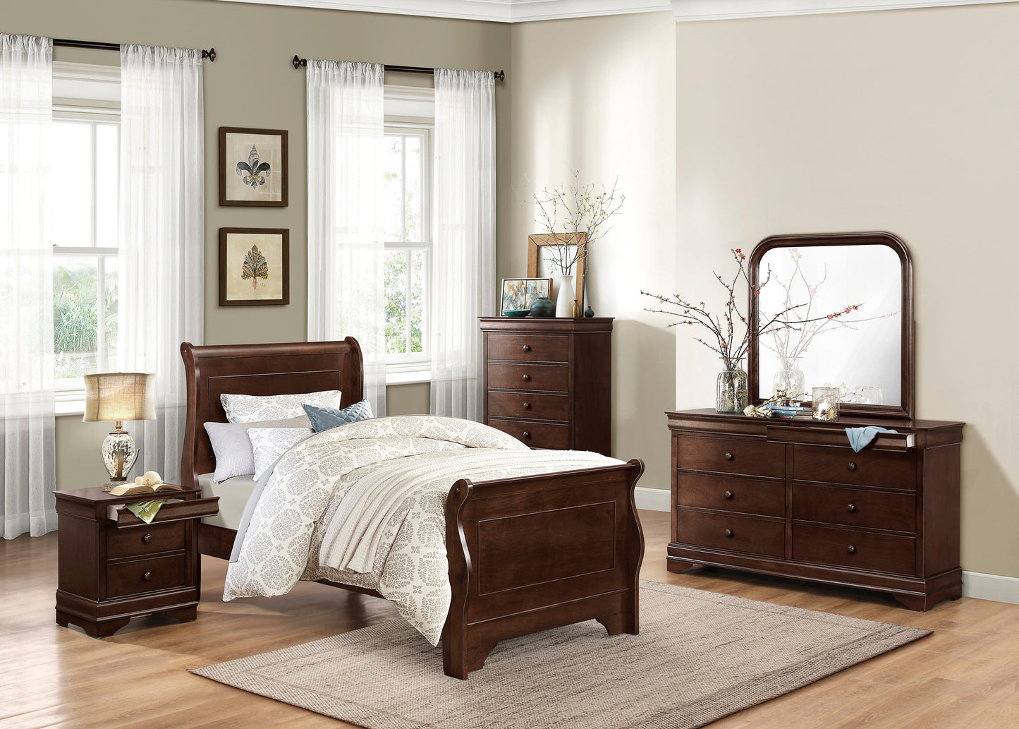 Abbeville Cherry Dresser, Two Hidden Drawers - 1856-5 - Luna Furniture - Dallas Store