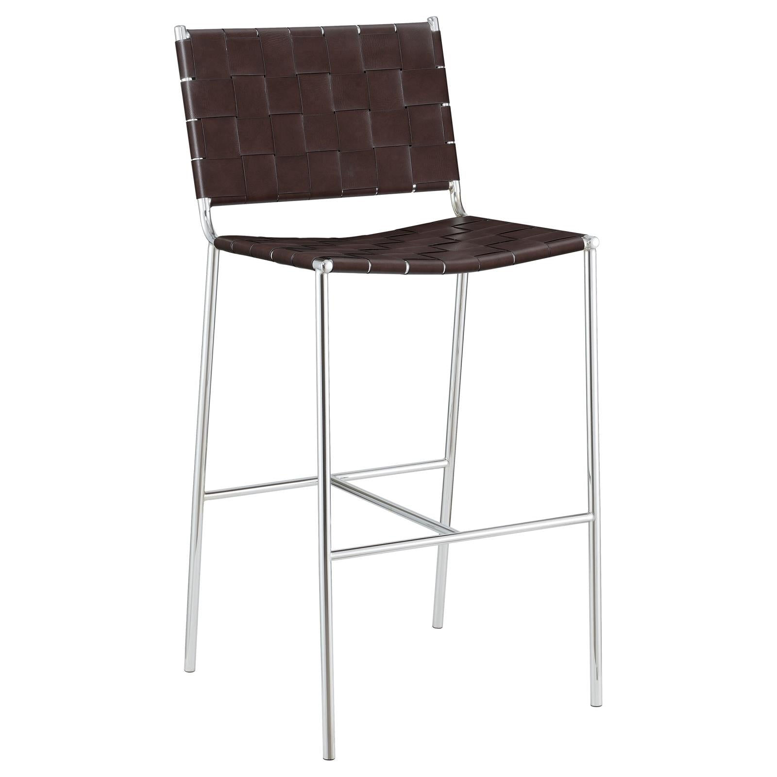 Adelaide Brown/Chrome Upholstered Bar Stool with Open Back - 183584 - Luna Furniture - Dallas Store