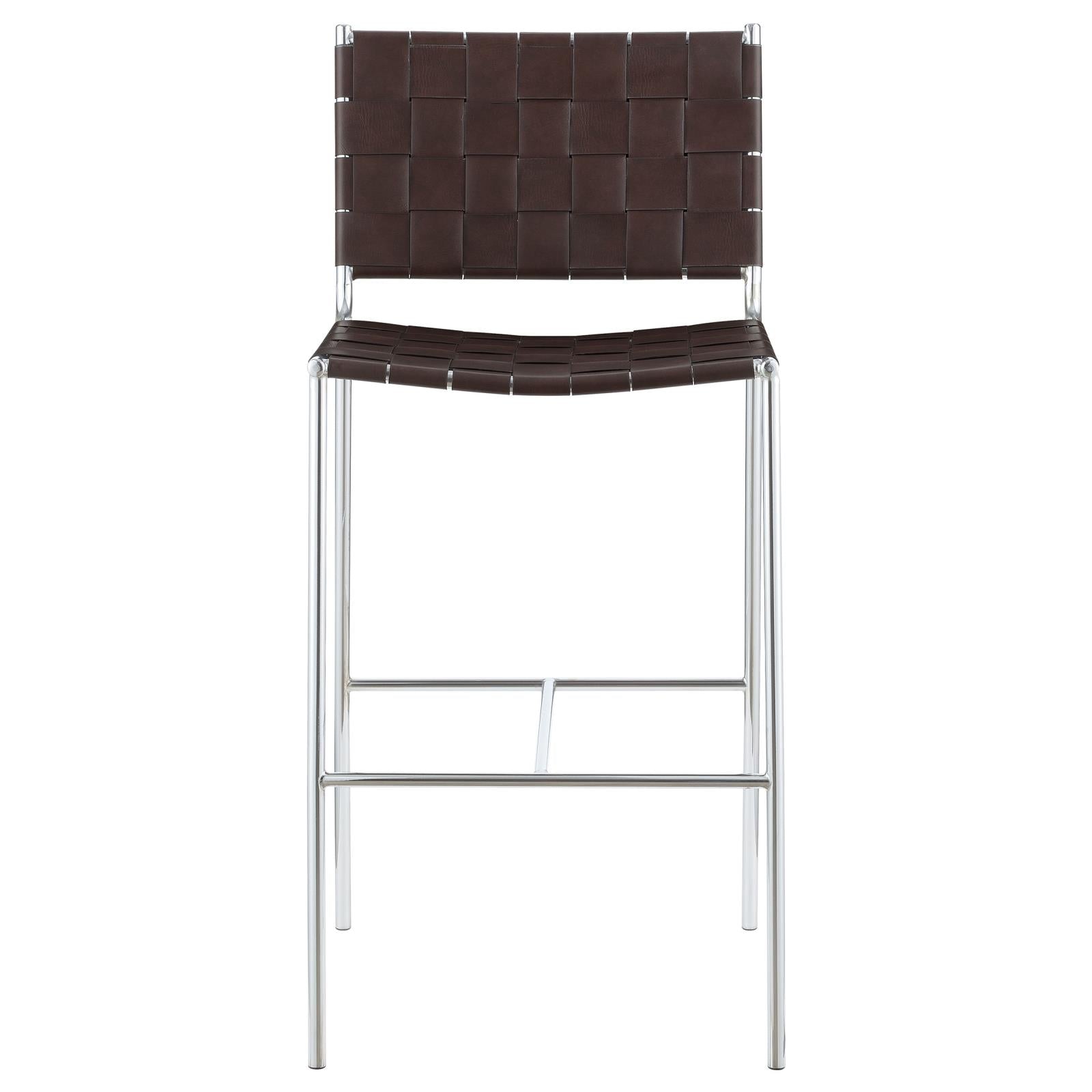 Adelaide Brown/Chrome Upholstered Bar Stool with Open Back - 183584 - Luna Furniture - Dallas Store