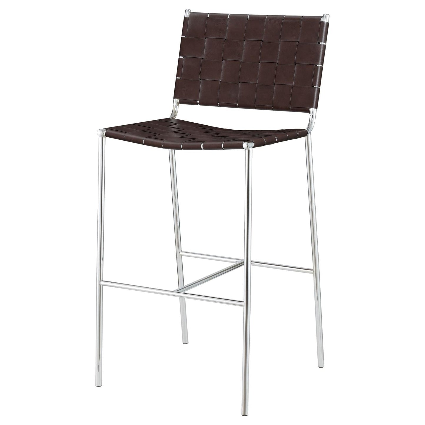 Adelaide Brown/Chrome Upholstered Bar Stool with Open Back - 183584 - Luna Furniture - Dallas Store