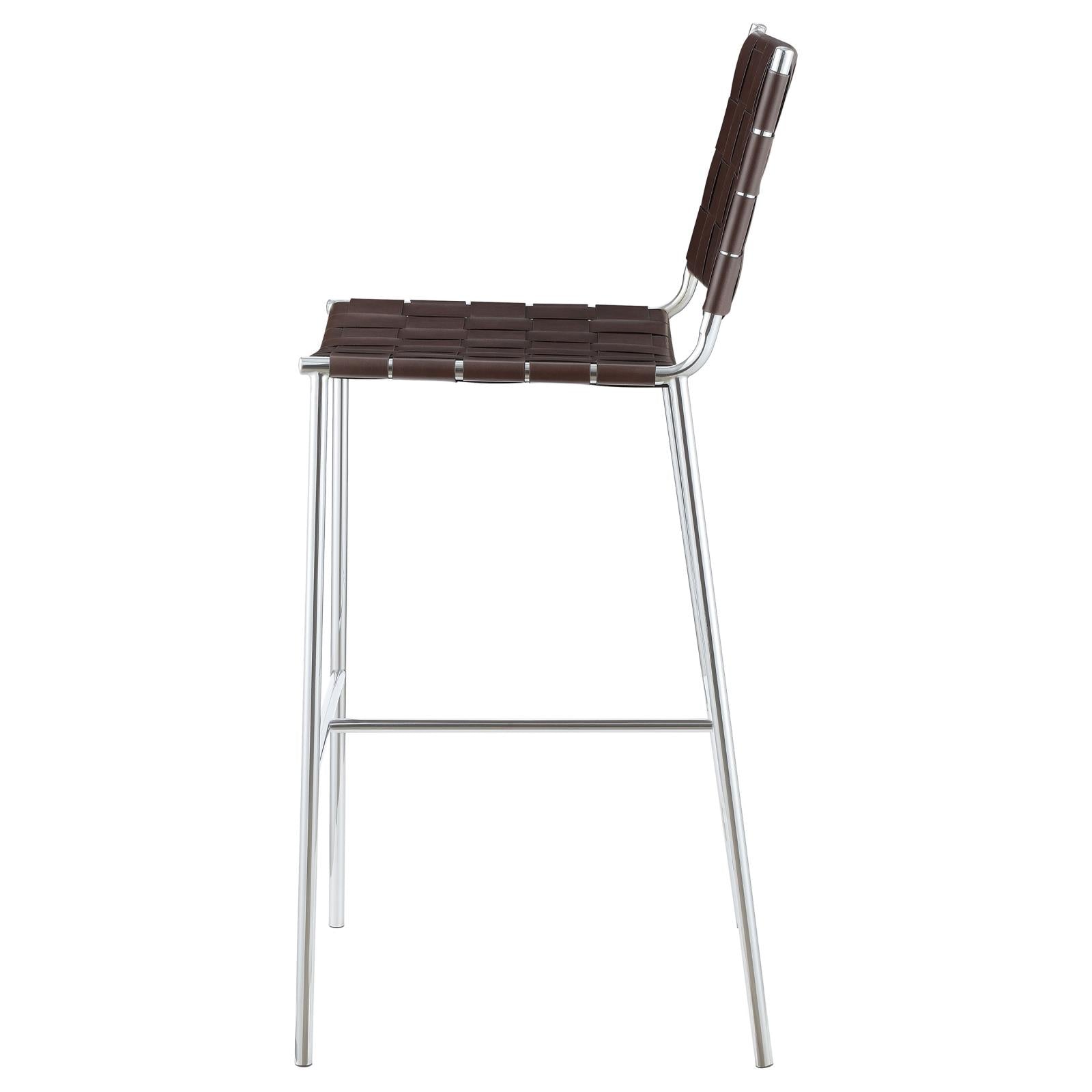 Adelaide Brown/Chrome Upholstered Bar Stool with Open Back - 183584 - Luna Furniture - Dallas Store