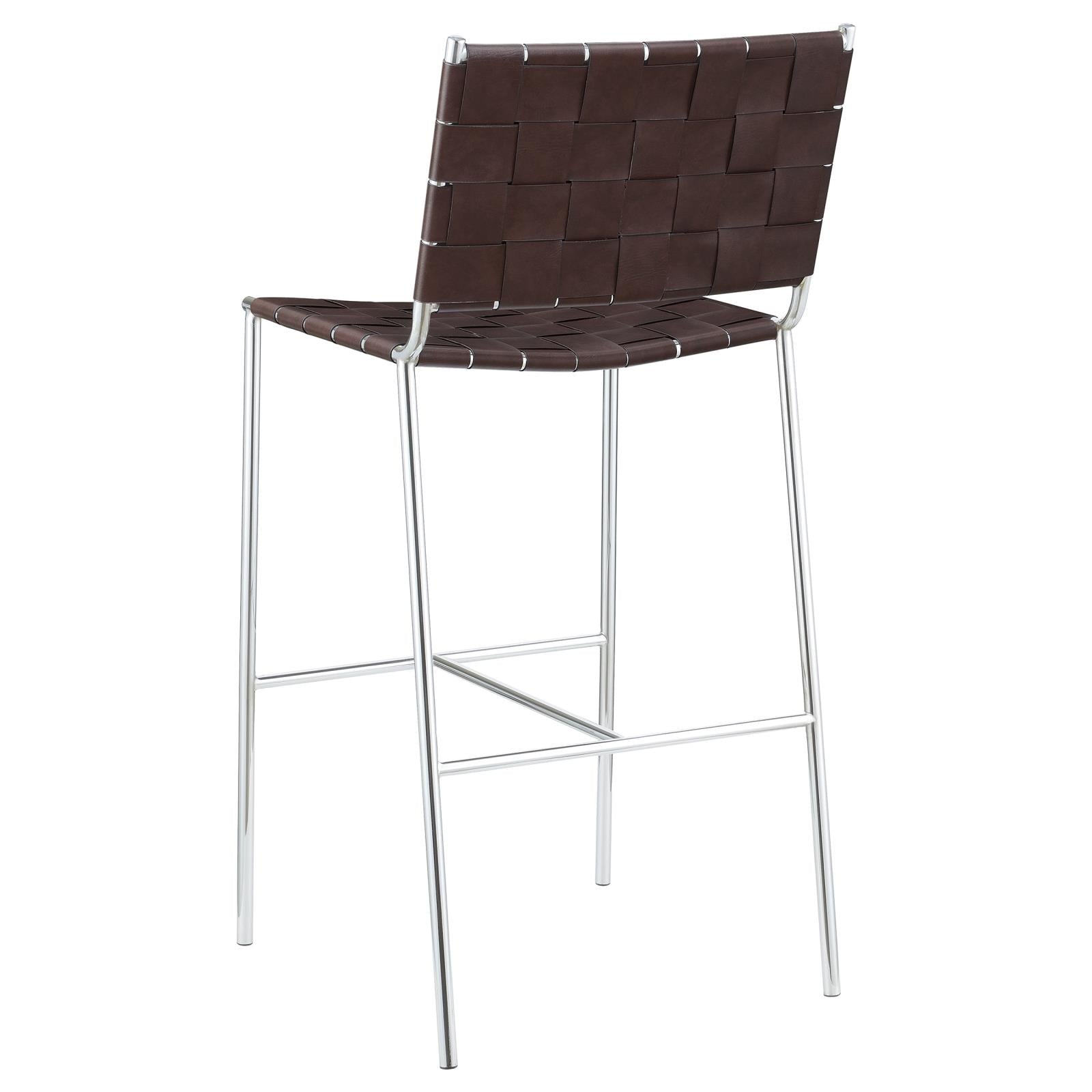 Adelaide Brown/Chrome Upholstered Bar Stool with Open Back - 183584 - Luna Furniture - Dallas Store