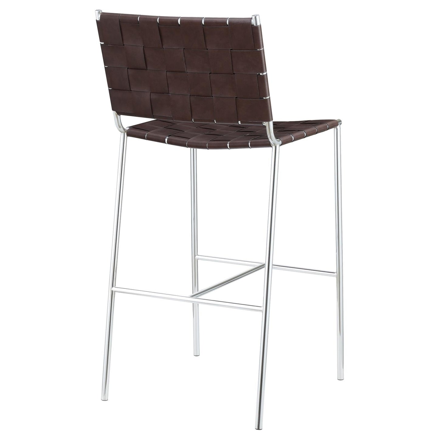 Adelaide Brown/Chrome Upholstered Bar Stool with Open Back - 183584 - Luna Furniture - Dallas Store