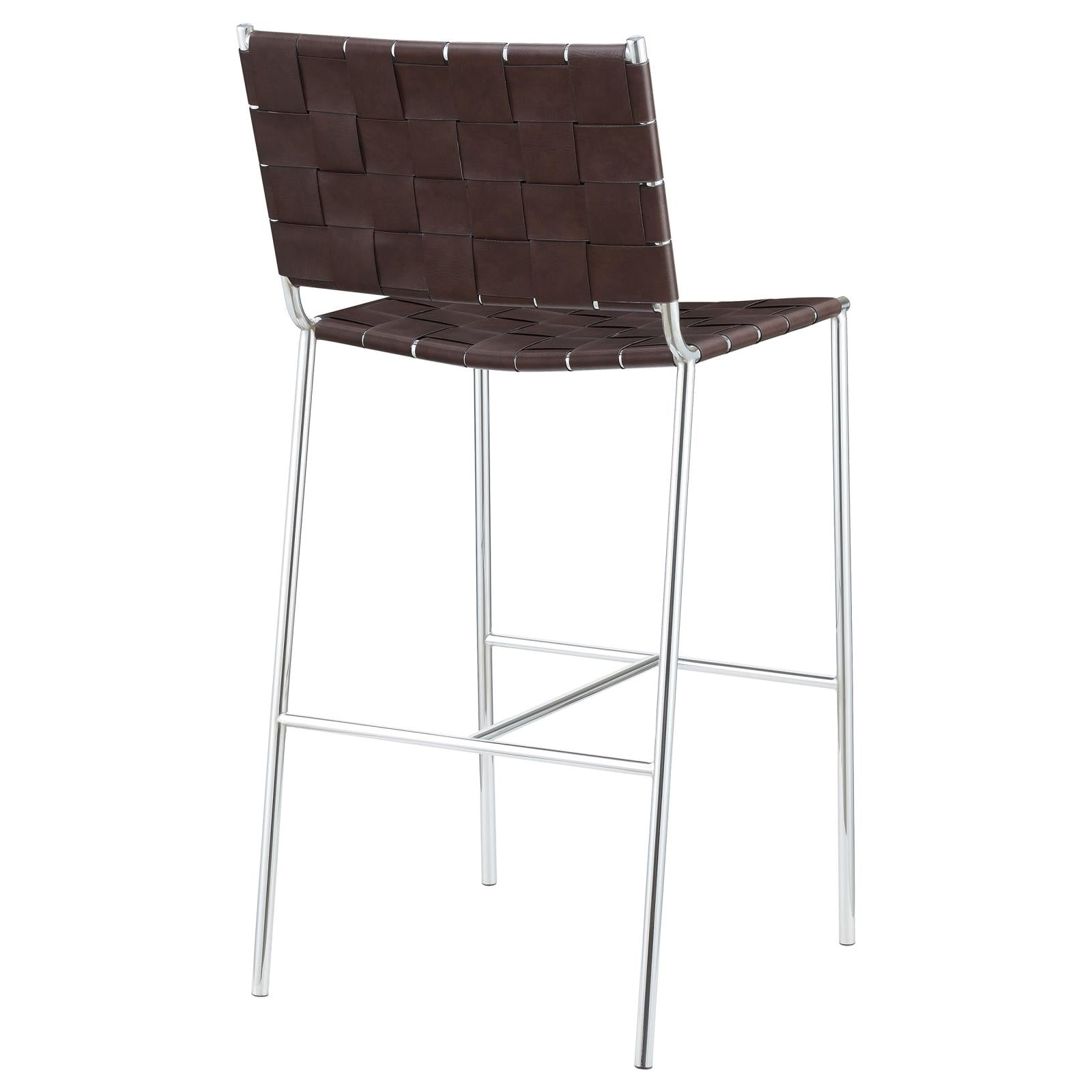 Adelaide Brown/Chrome Upholstered Bar Stool with Open Back - 183584 - Luna Furniture - Dallas Store