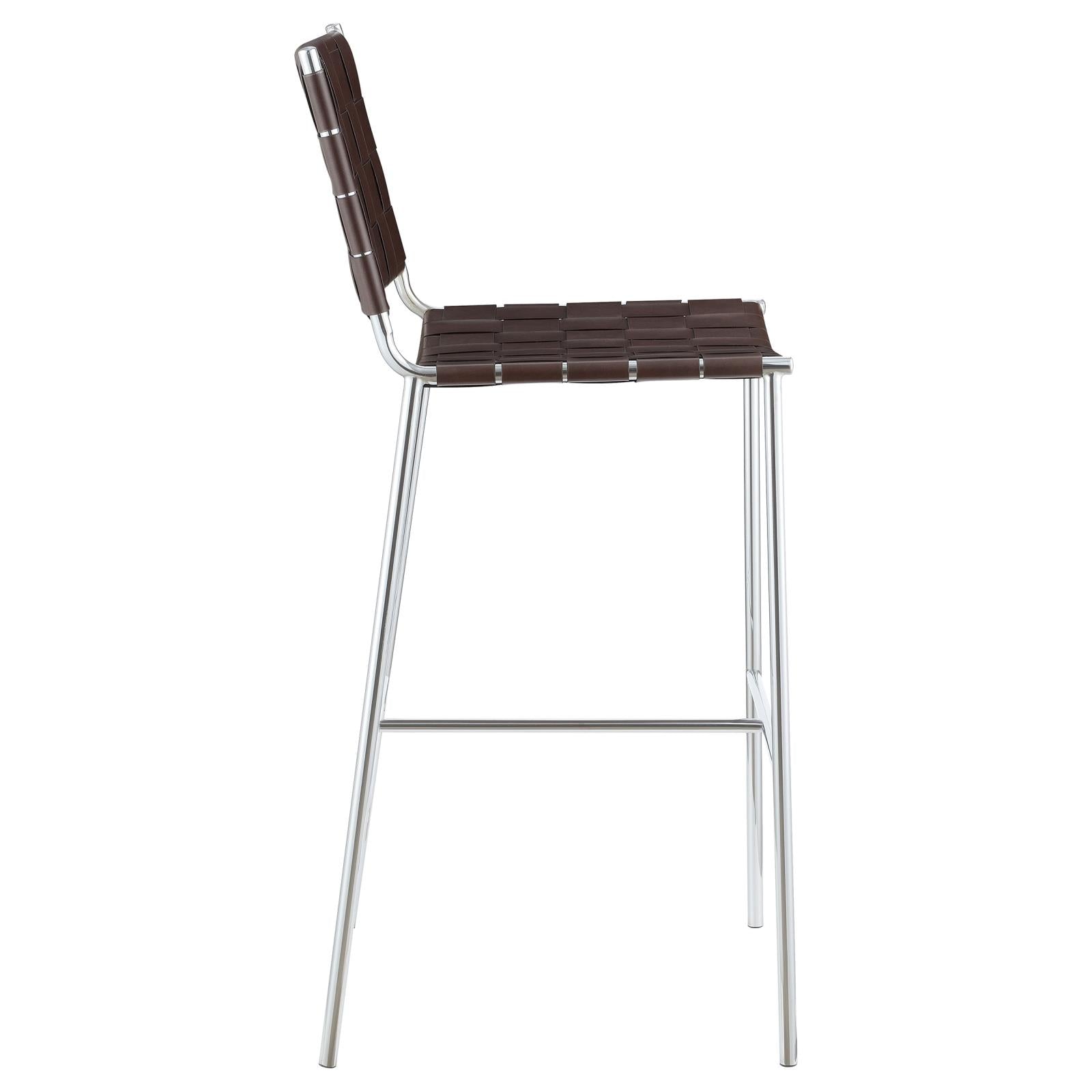 Adelaide Brown/Chrome Upholstered Bar Stool with Open Back - 183584 - Luna Furniture - Dallas Store
