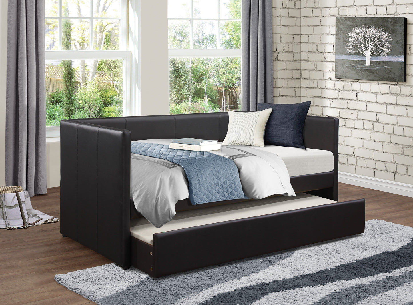 Adra Dark Brown Daybed with Trundle - SET | 4949DBR-A | 4949DBR-B - Luna Furniture - Dallas Store