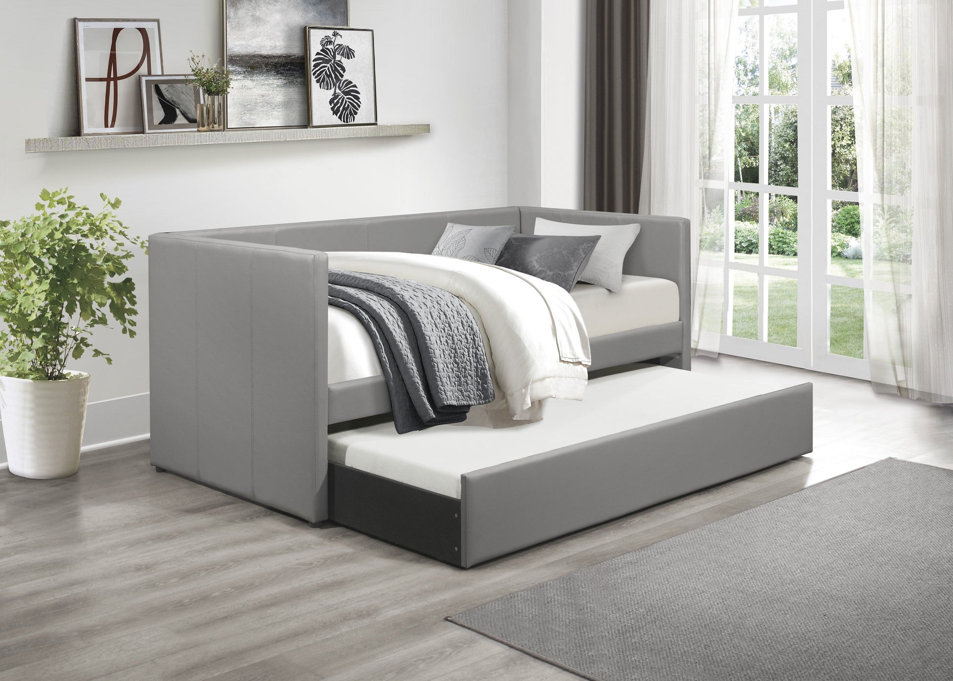 Adra Gray Twin Daybed with Trundle - SET | 4949GY-A | 4949GY-B - Luna Furniture - Dallas Store