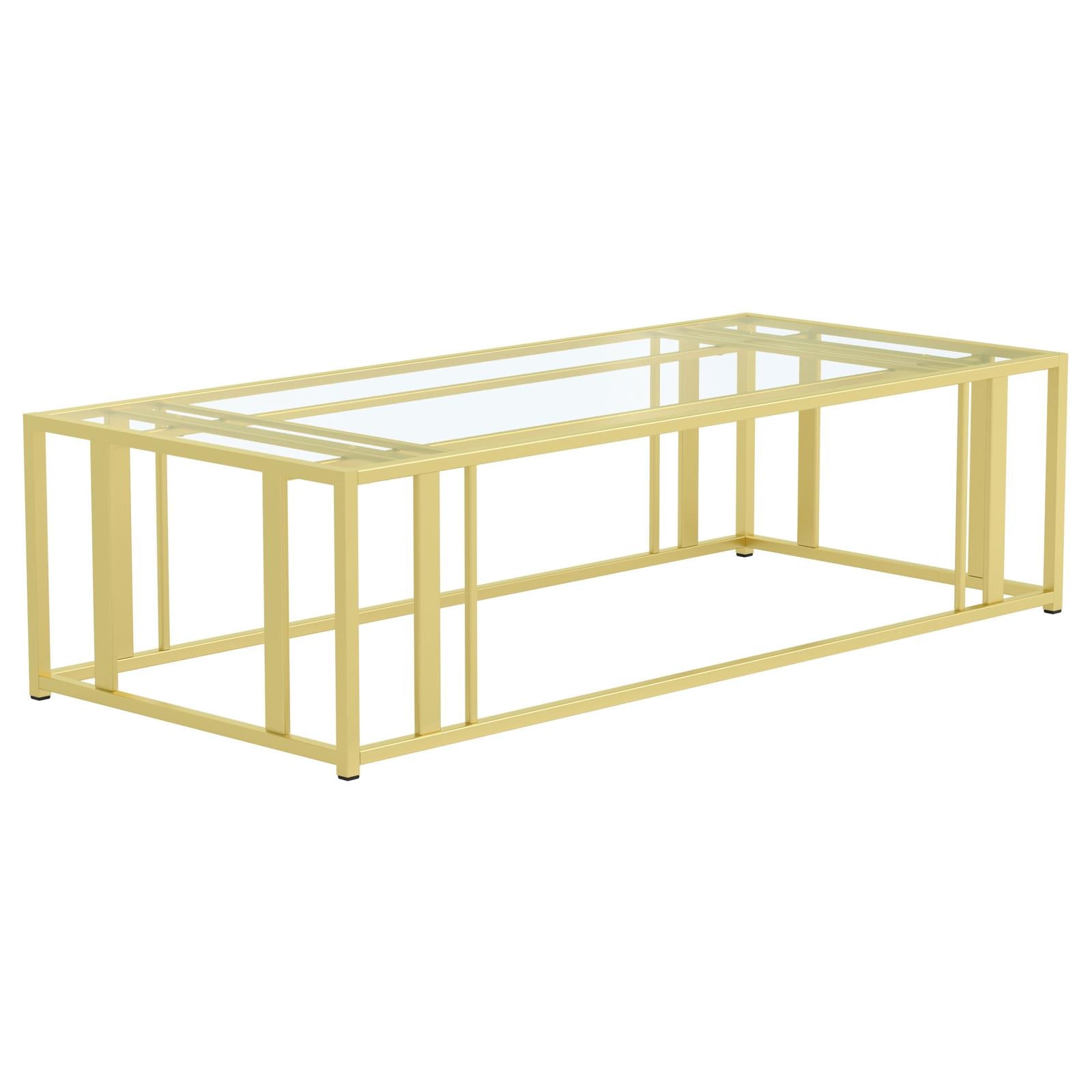 Adri Matte Brass Metal Frame Coffee Table - 723608 - Luna Furniture - Dallas Store