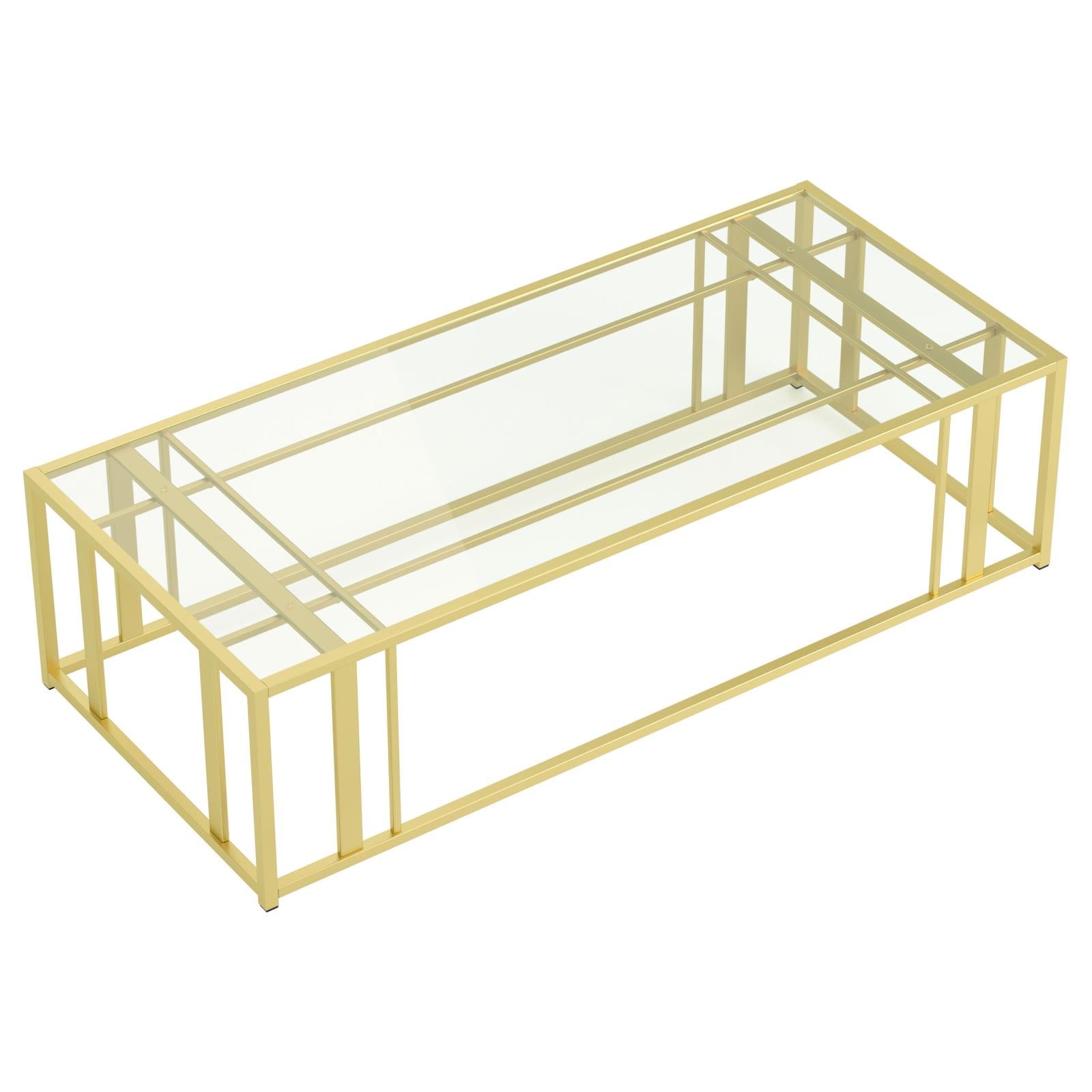 Adri Matte Brass Metal Frame Coffee Table - 723608 - Luna Furniture - Dallas Store