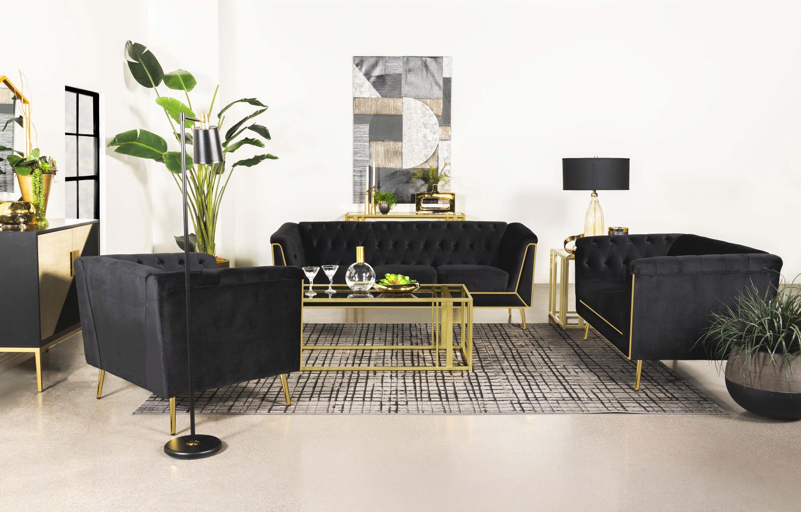 Adri Matte Brass Metal Frame Coffee Table - 723608 - Luna Furniture - Dallas Store