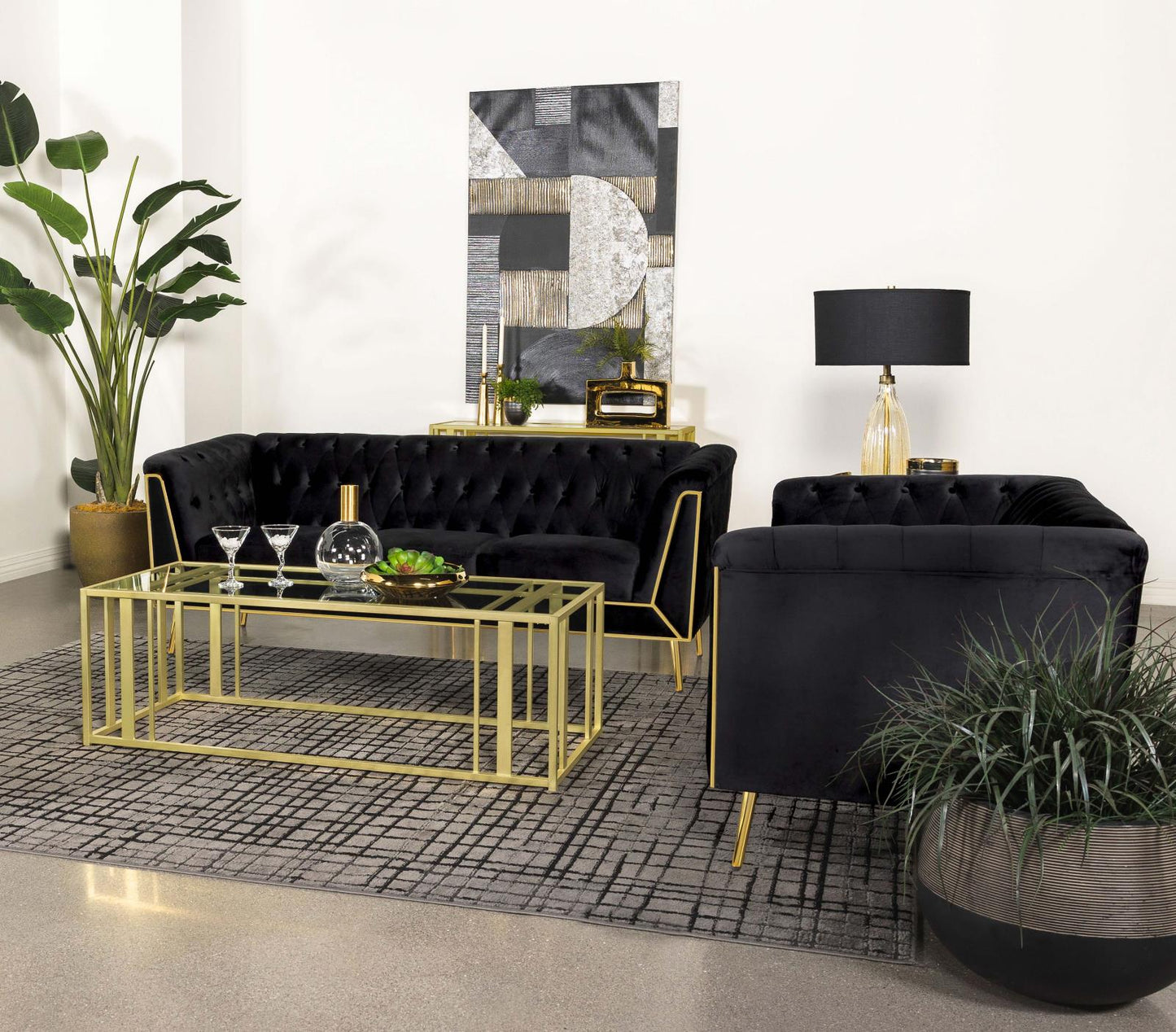 Adri Matte Brass Metal Frame Coffee Table - 723608 - Luna Furniture - Dallas Store