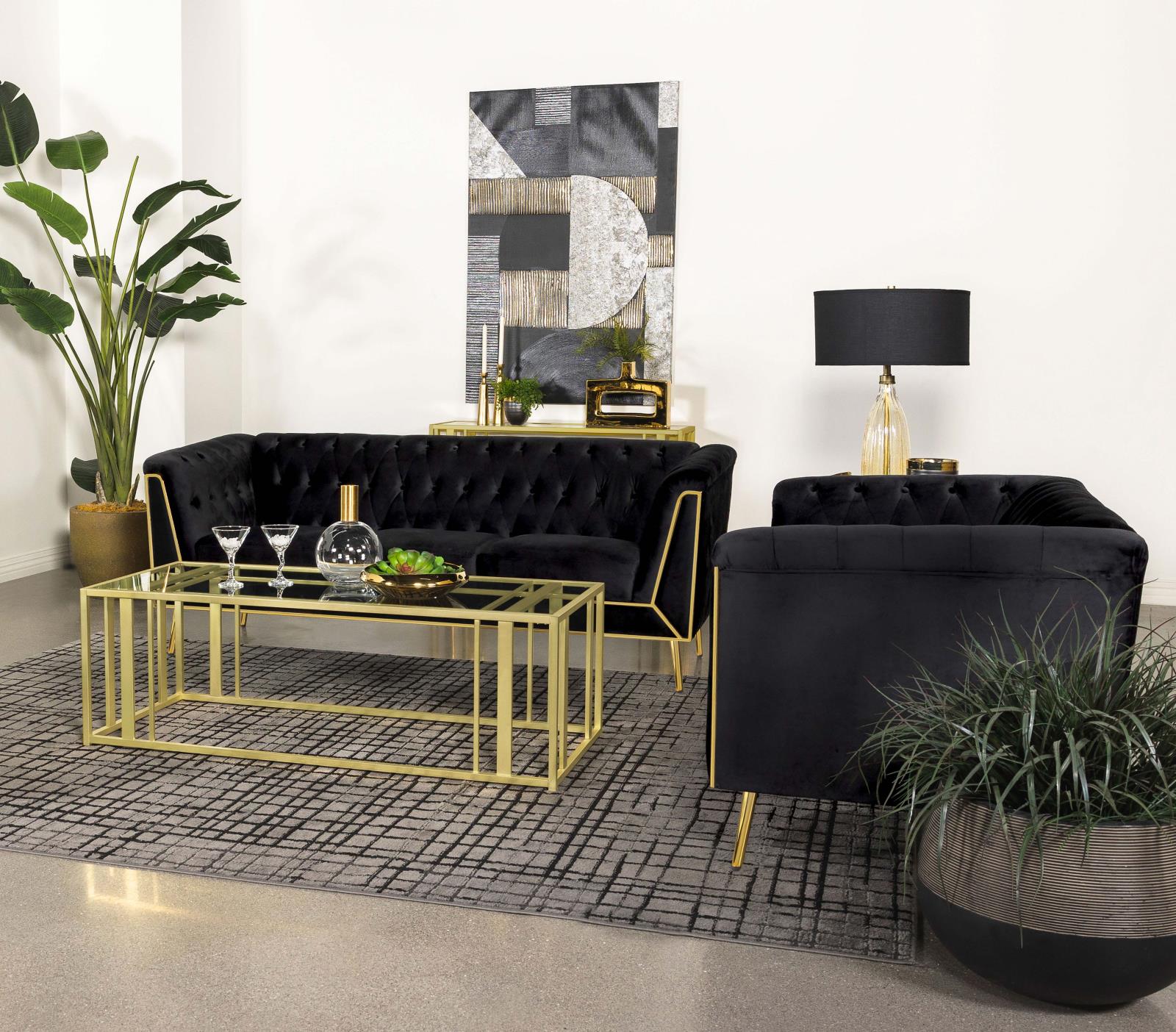 Adri Matte Brass Metal Frame Coffee Table - 723608 - Luna Furniture - Dallas Store