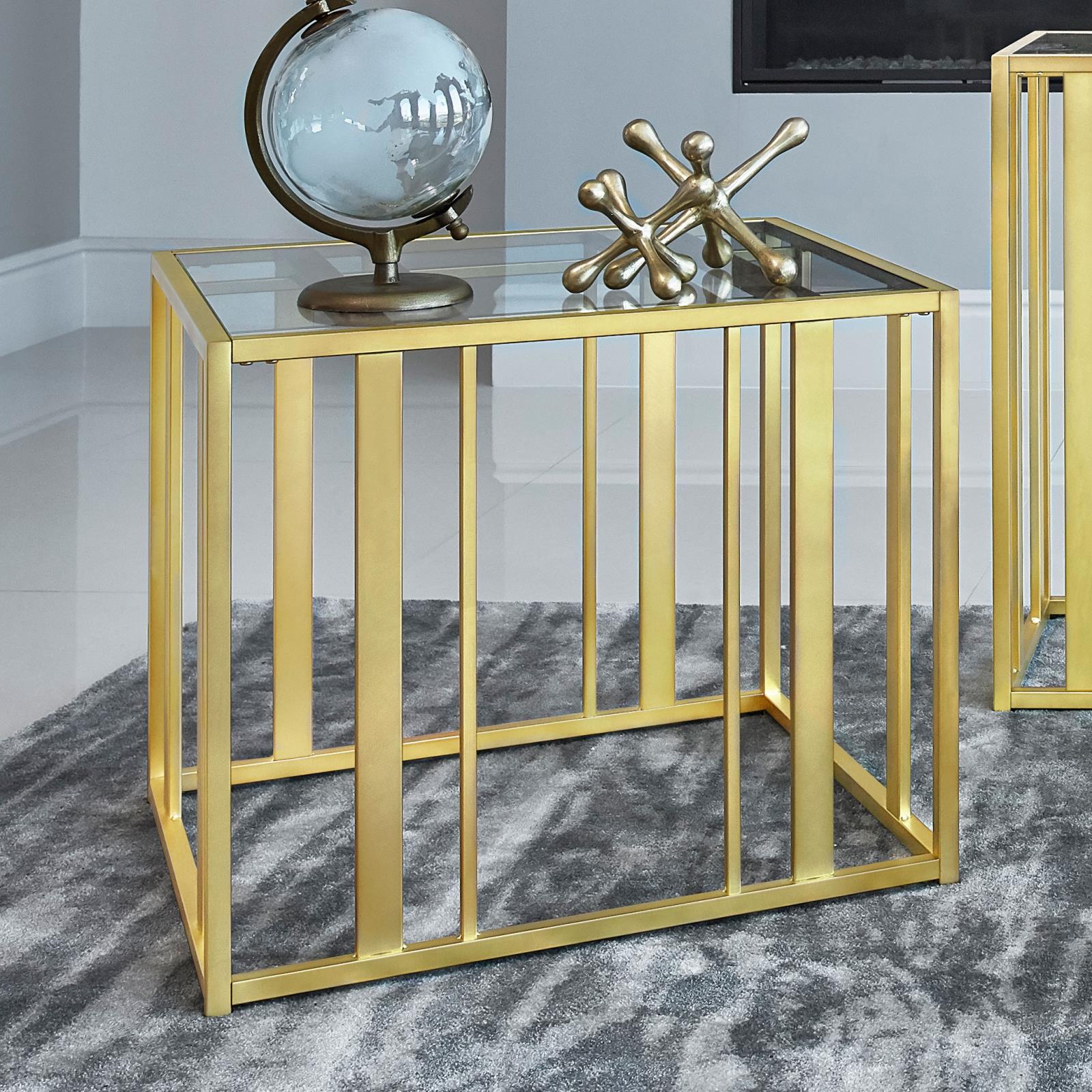 Adri Metal Frame End Table Matte Brass - 723607 - Luna Furniture - Dallas Store