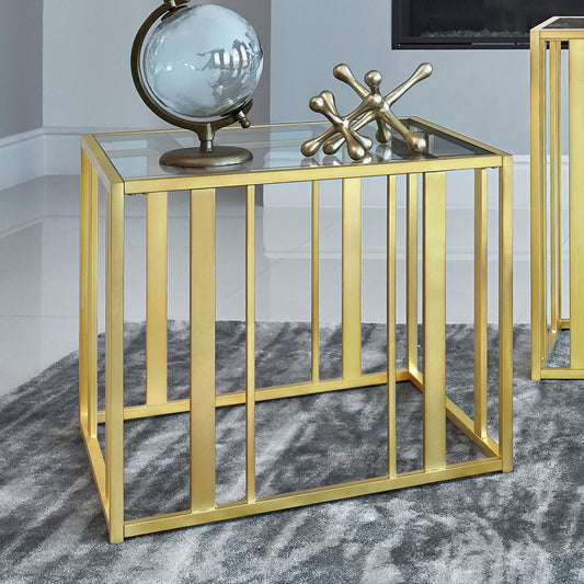 Adri Metal Frame End Table Matte Brass - 723607 - Luna Furniture - Dallas Store