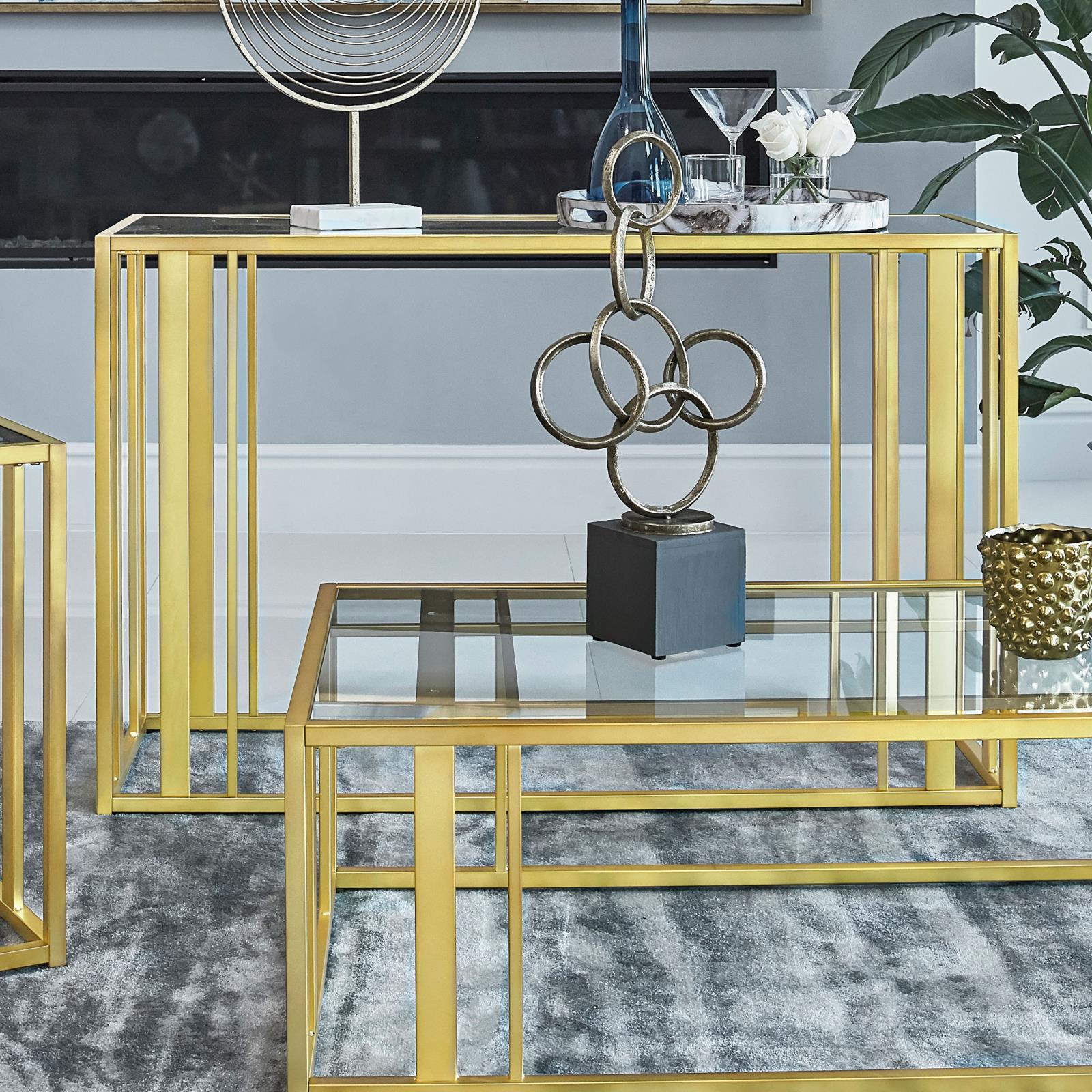 Adri Metal Frame Sofa Table Matte Brass - 723609 - Luna Furniture - Dallas Store